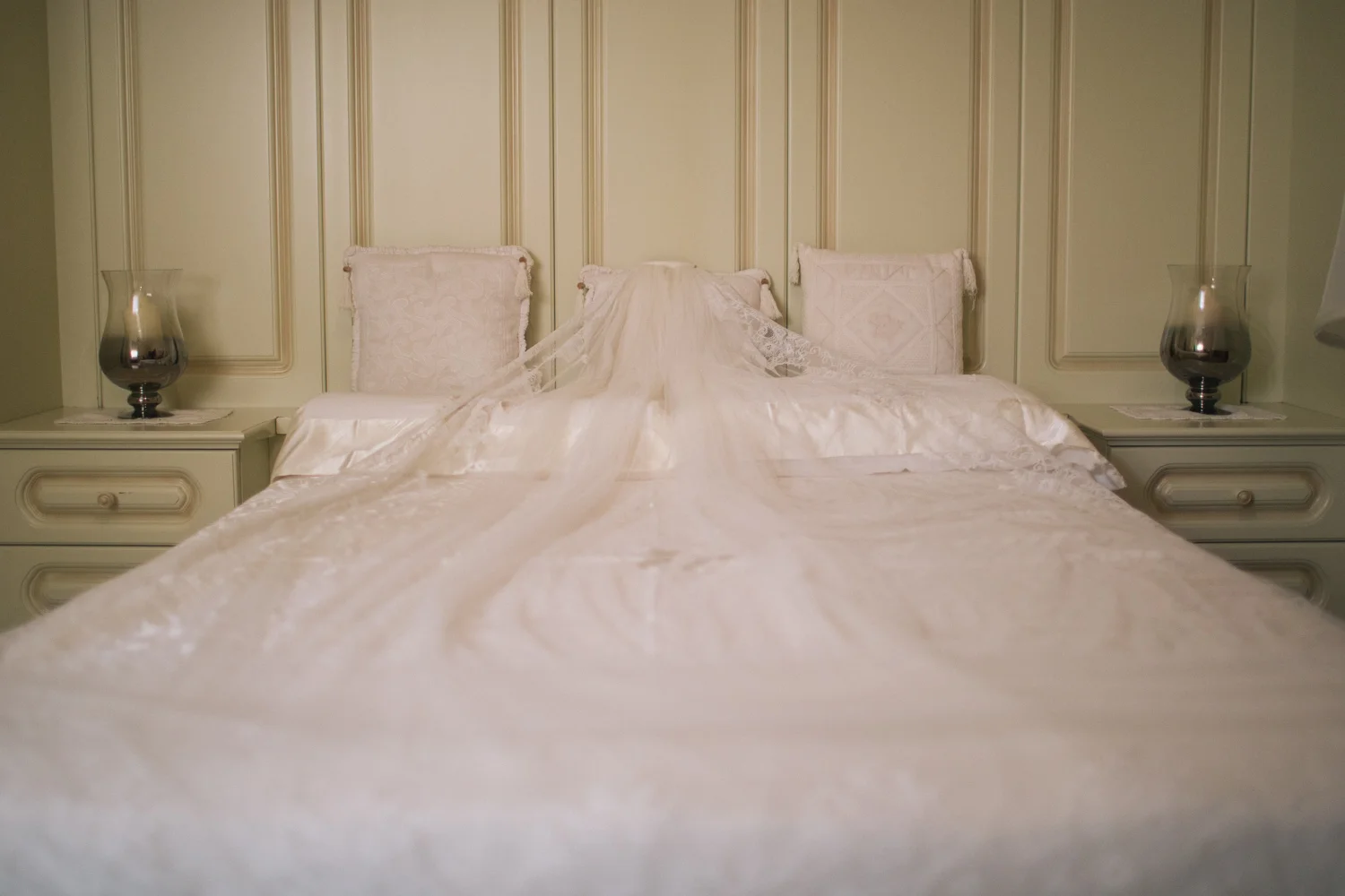 Bride's veil on bed in Mosta