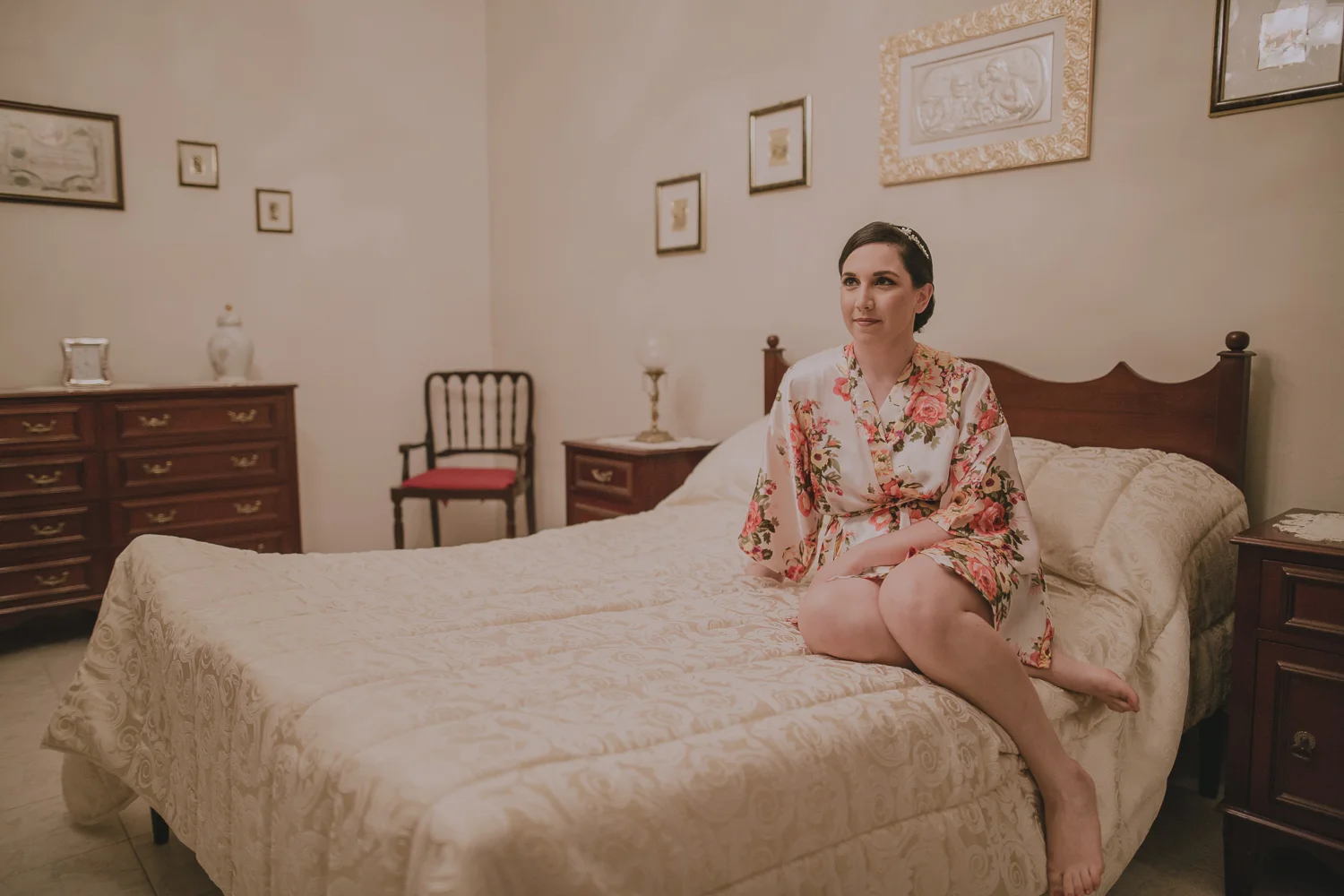 Cherise moments before she put on her wedding gown