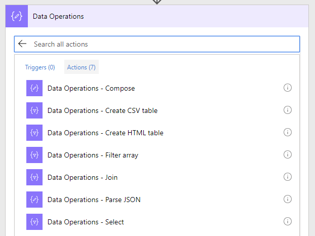 The Data Operations actions