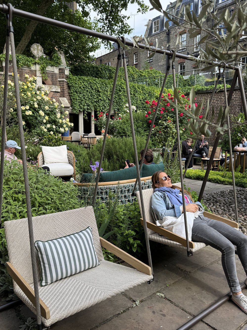 Ethimo outdoor chair swing at Clerkenwell 2025
