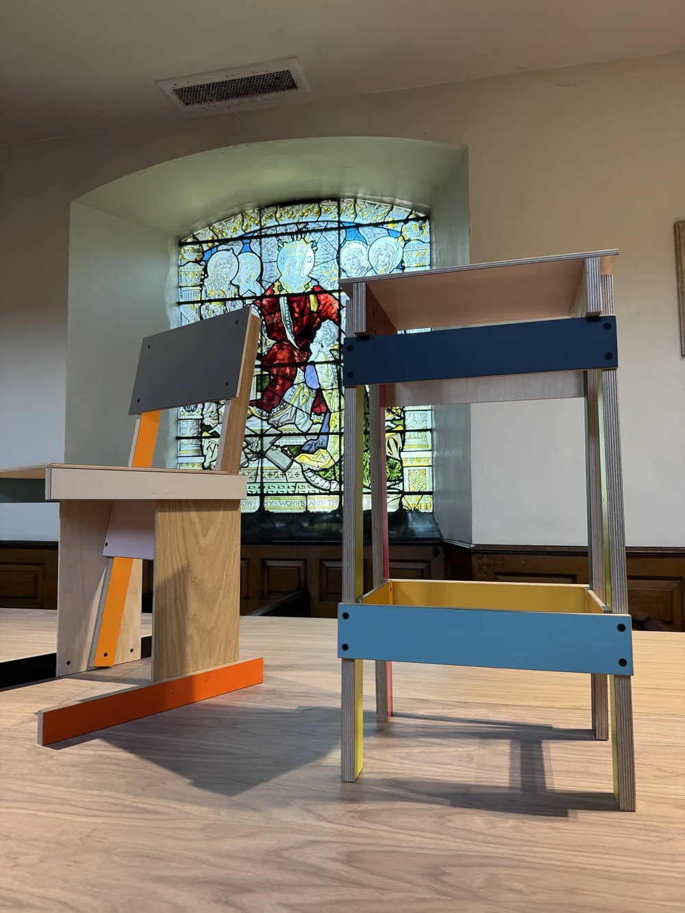 Bright coloured chairs