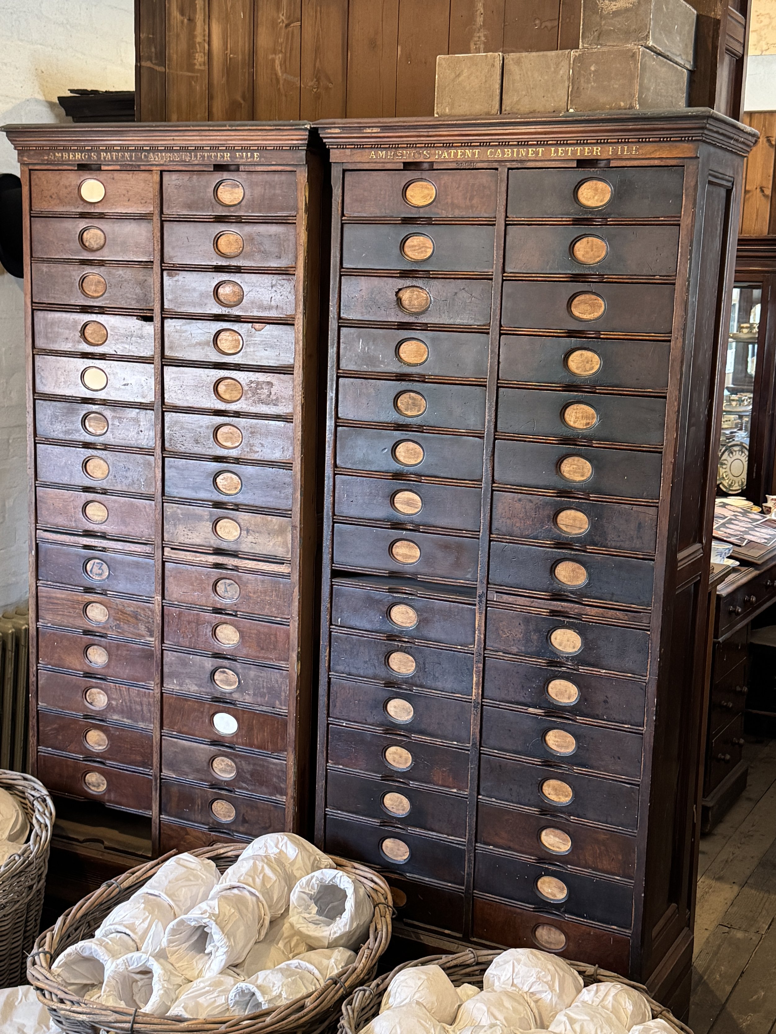 Wooden filing cabinets with rows of small drawers, Gladstone Pottery Museum