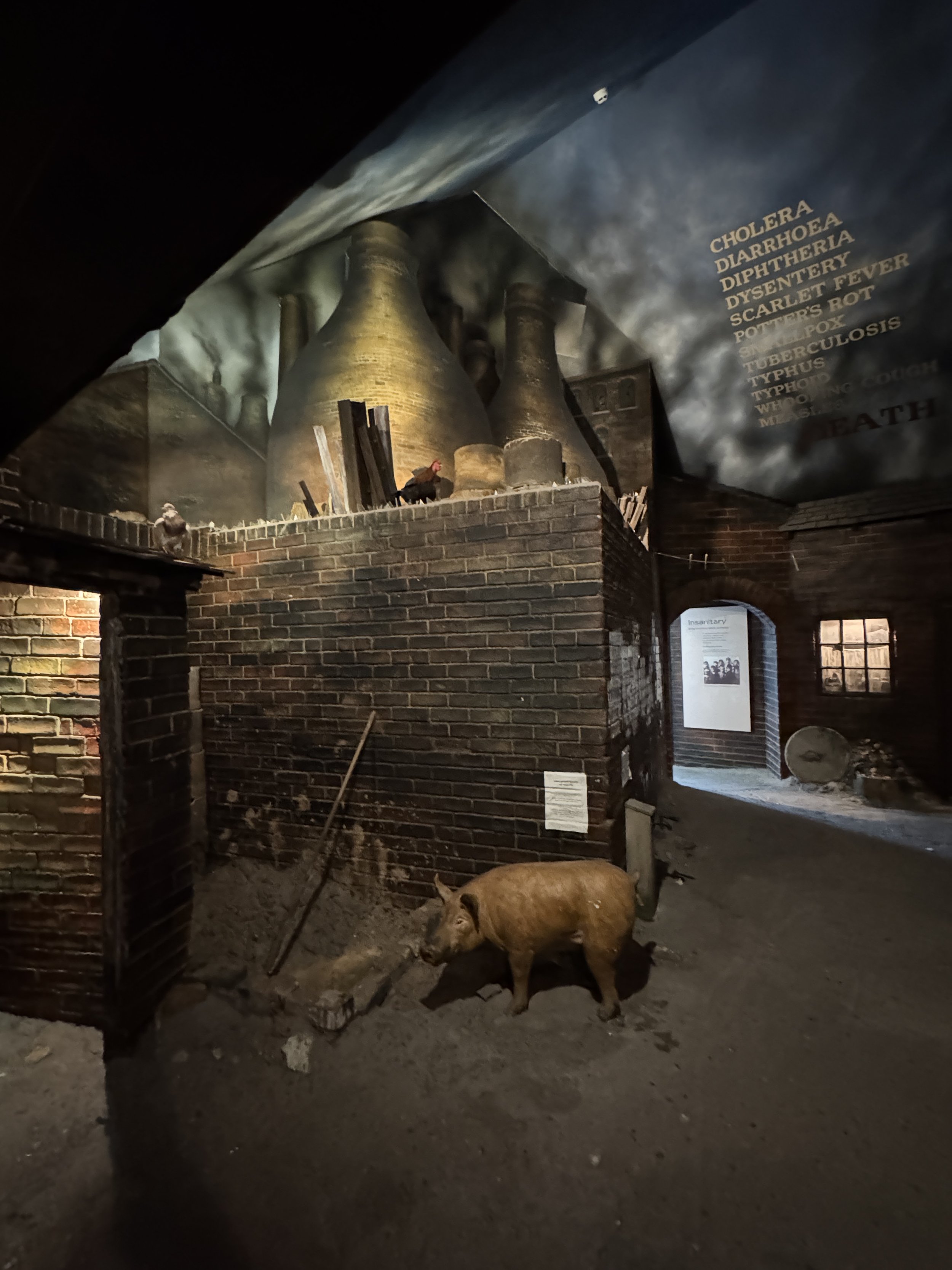 Recreated Victorian street scene in the bathroom history exhibition, Gladstone Pottery Museum