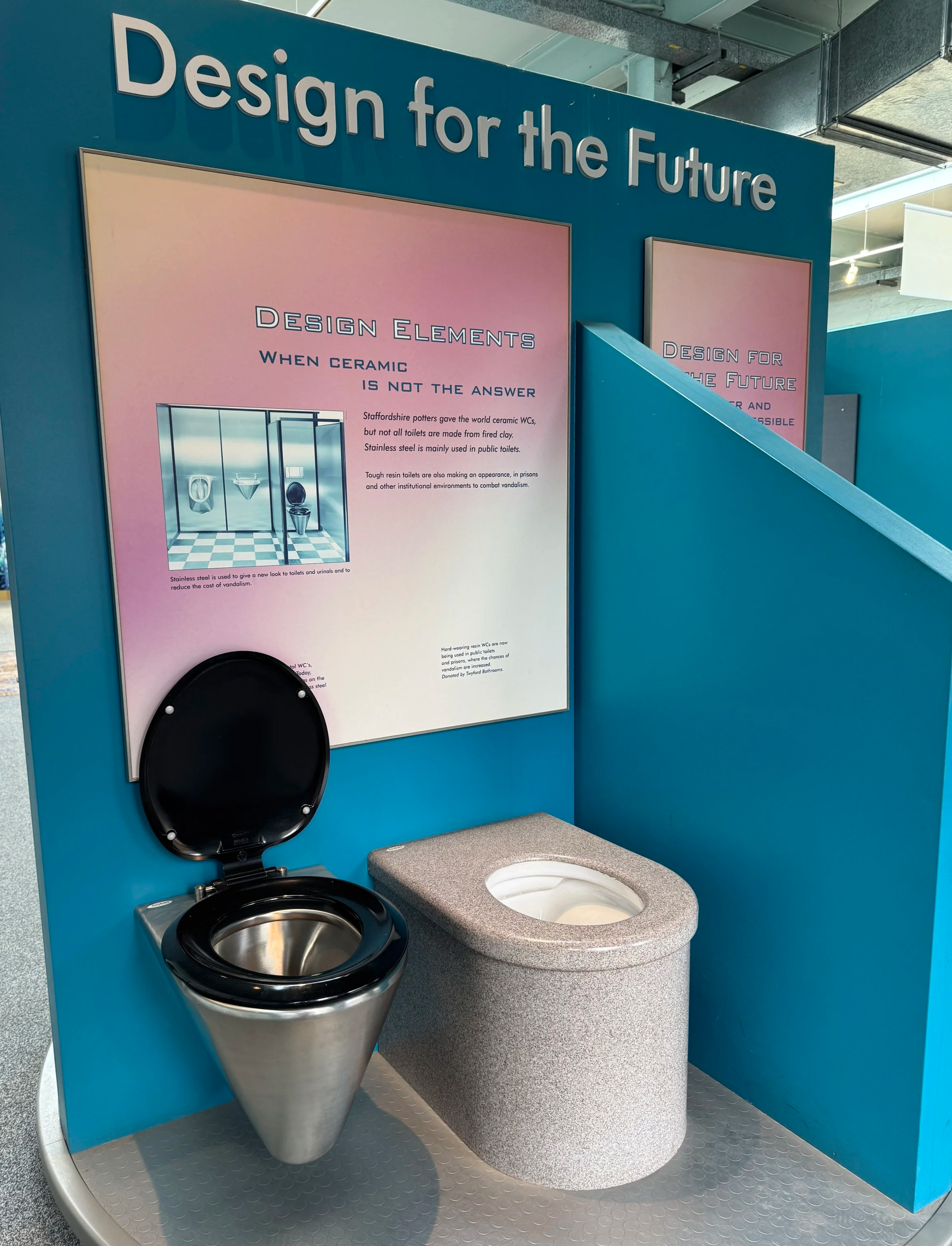 Design for the Future display of steel and stone toilets, Gladstone Pottery Museum