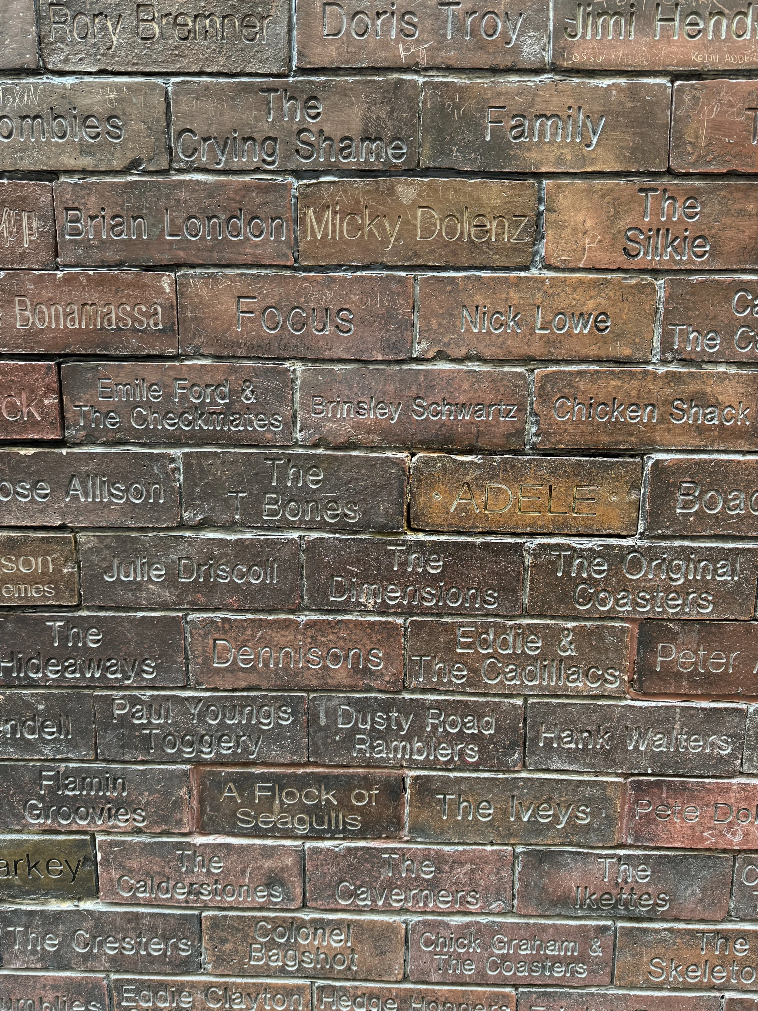 Brick Wall of Fame on Mathew Street, Liverpool