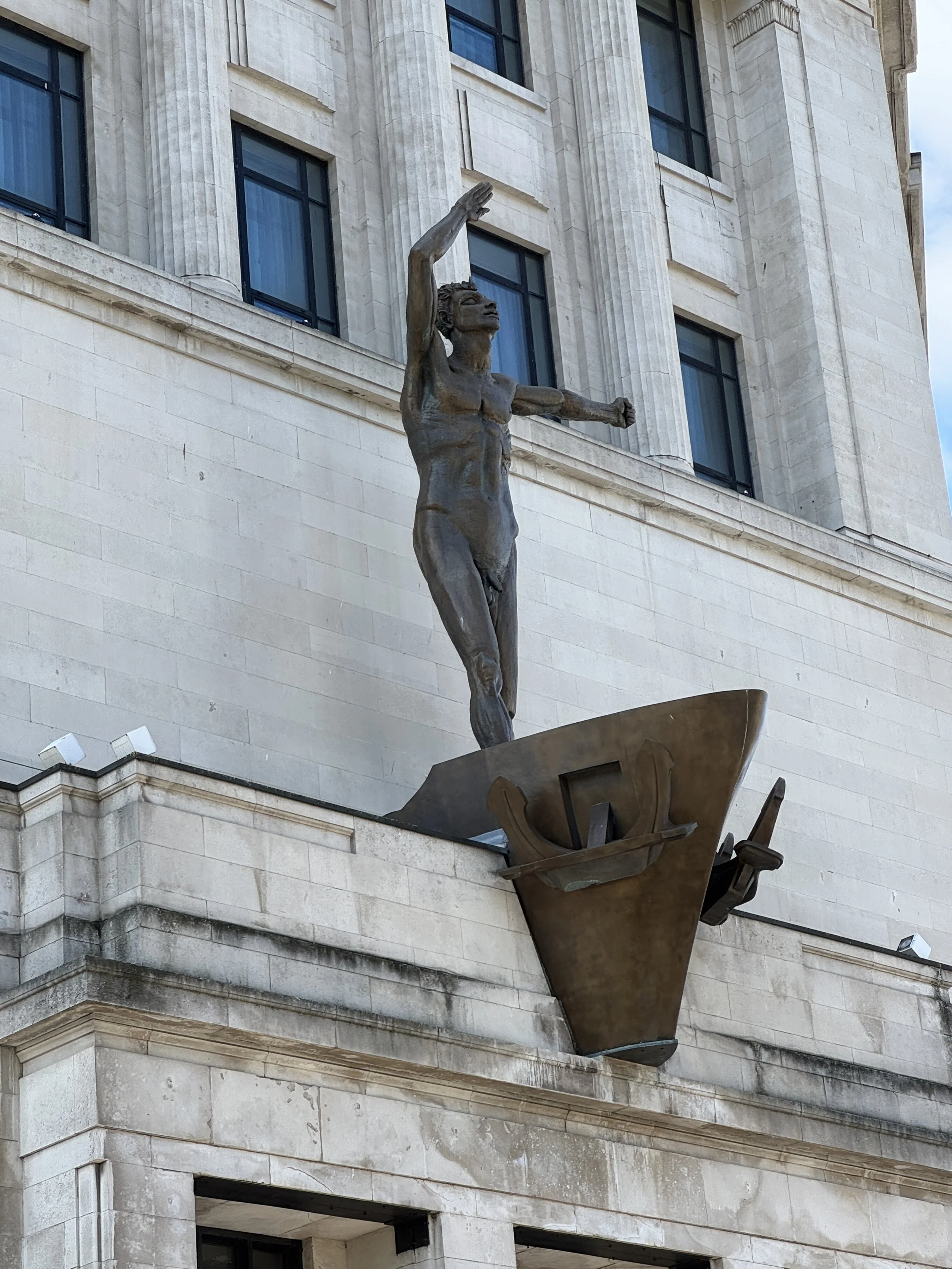 Liverpool Resurgent statue above the Lewis's building