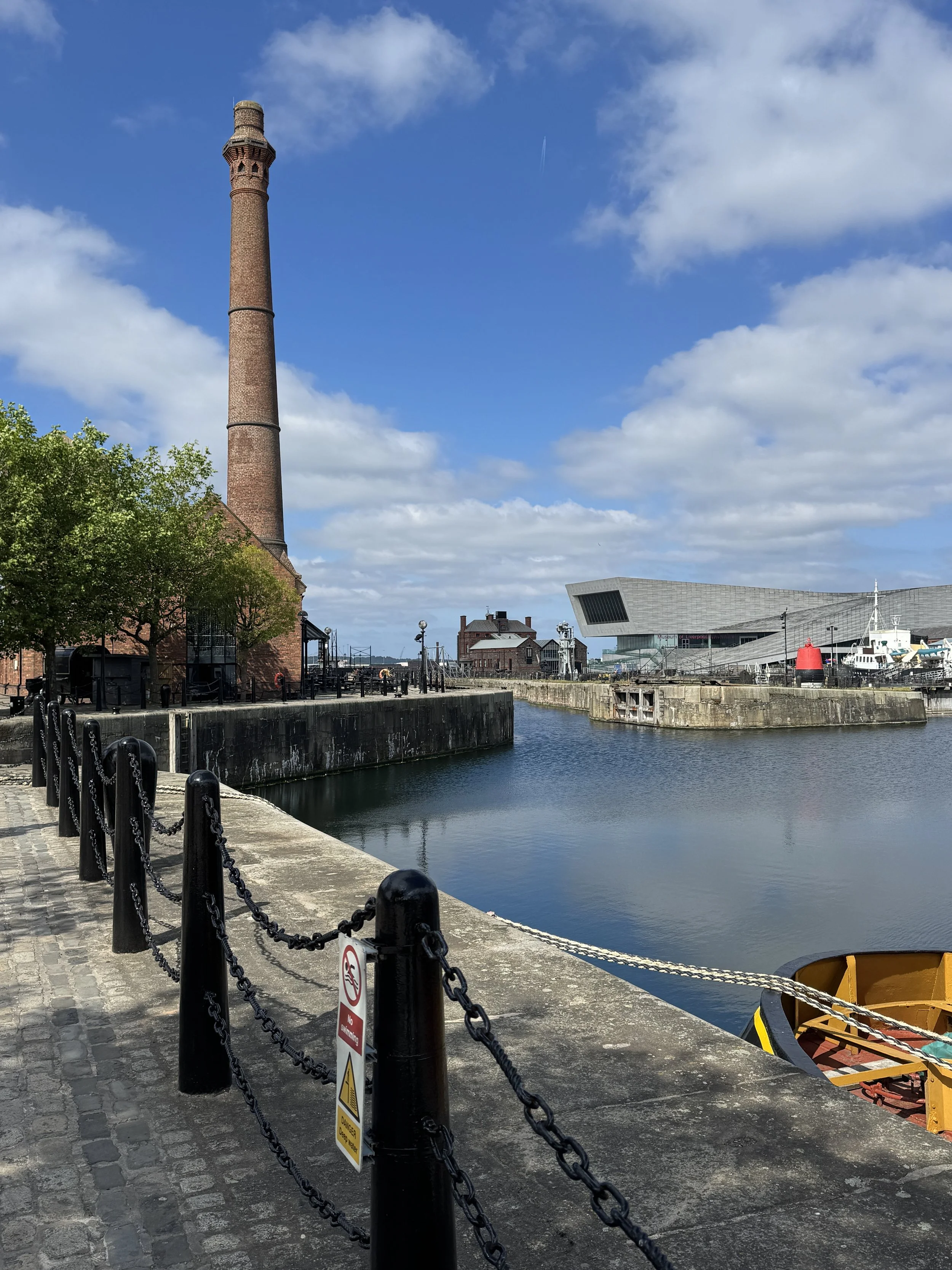 Pumphouse chimney beside the dock at Royal Albert Dock, Liverpool