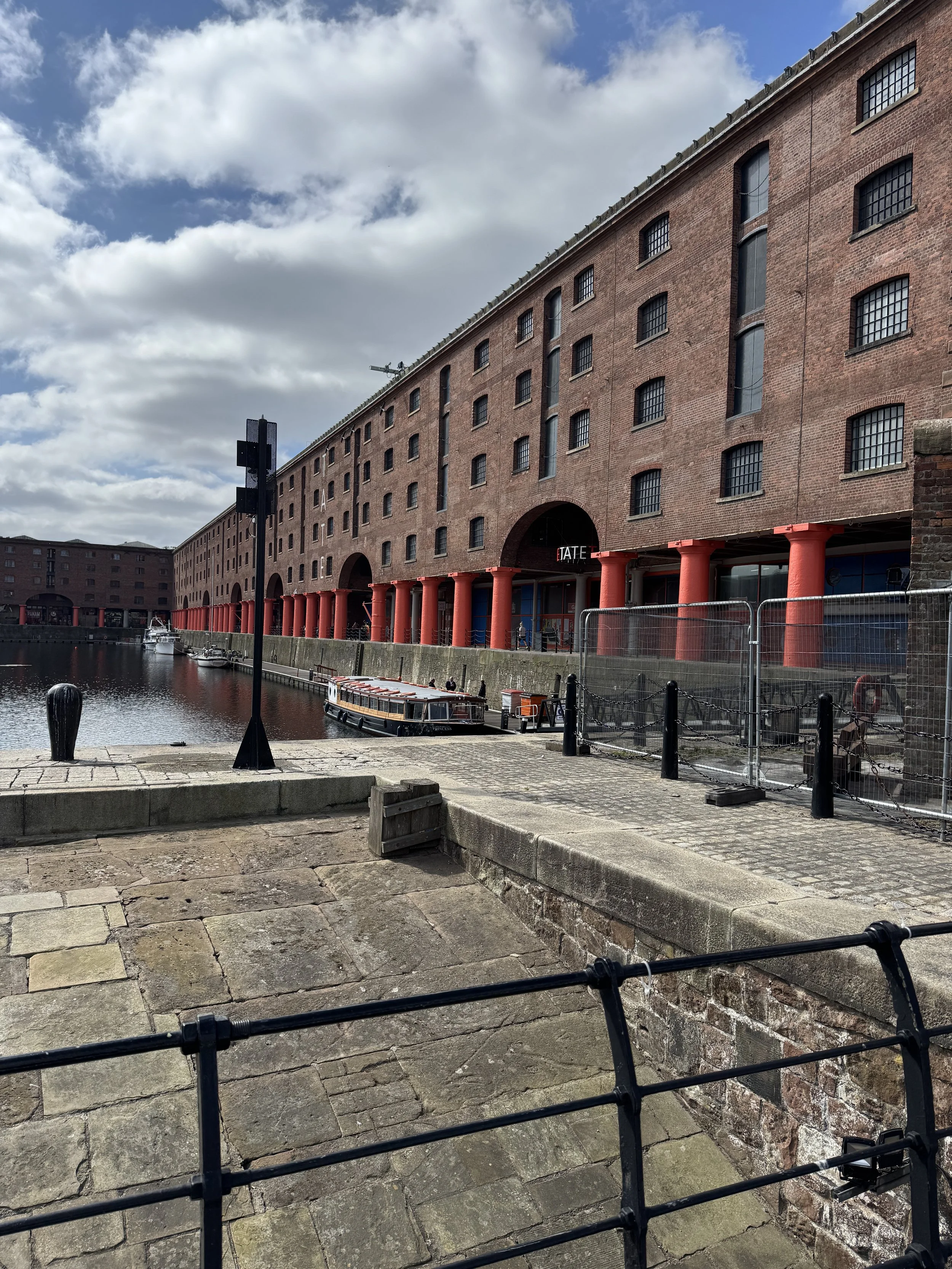 Red brick warehouses and colonnade at Royal Albert Dock, Liverpool