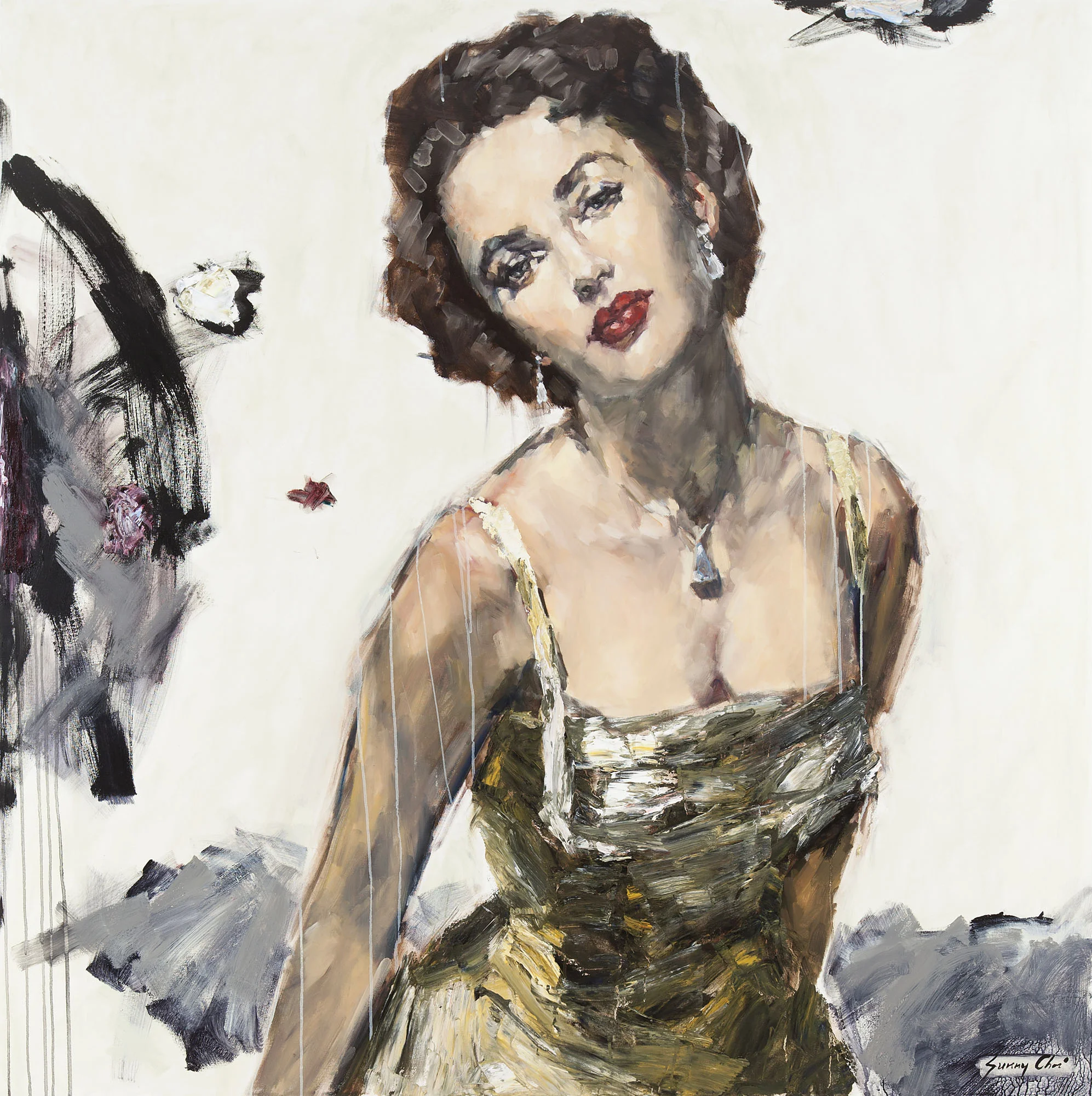 Dear Elizabeth II - 60 x 60 inches, Oil and Acrylic on Canvas