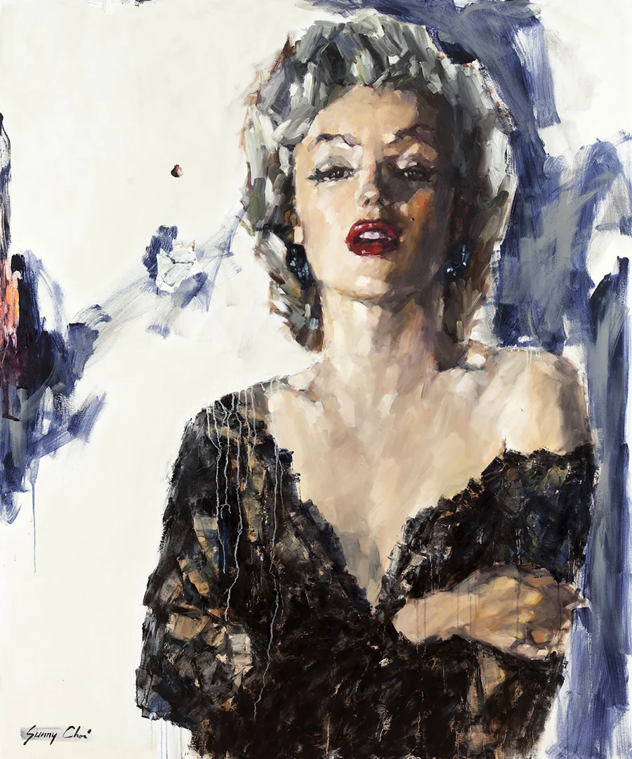 Marilyn in Black - 72 x 60 inches, Oil and Acrylic on Canvas