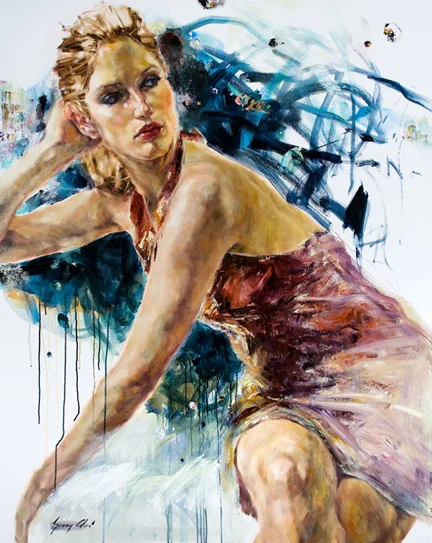 Romancing Africa - 60 x 48 inches, Oil and Acrylic on Canvas