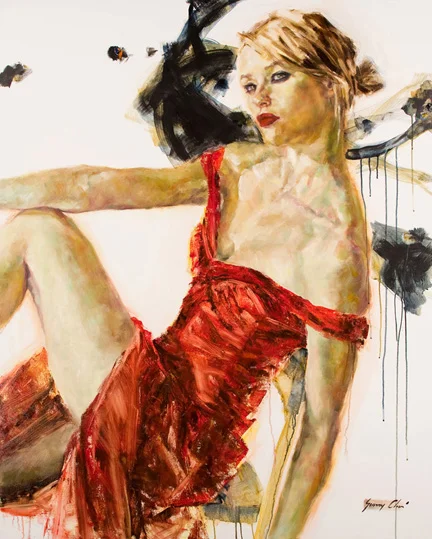 Kiss of the Tiger - 60 x 48 inches, Oil and Acrylic on Canvas