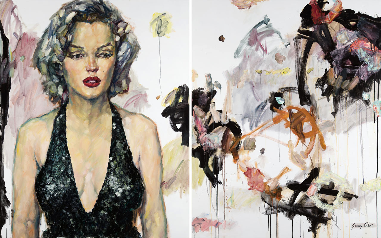 Marilyn, A Night Out - diptych, each canvas 60 x 48 inches, oil and acrylic on canvas - SOLD