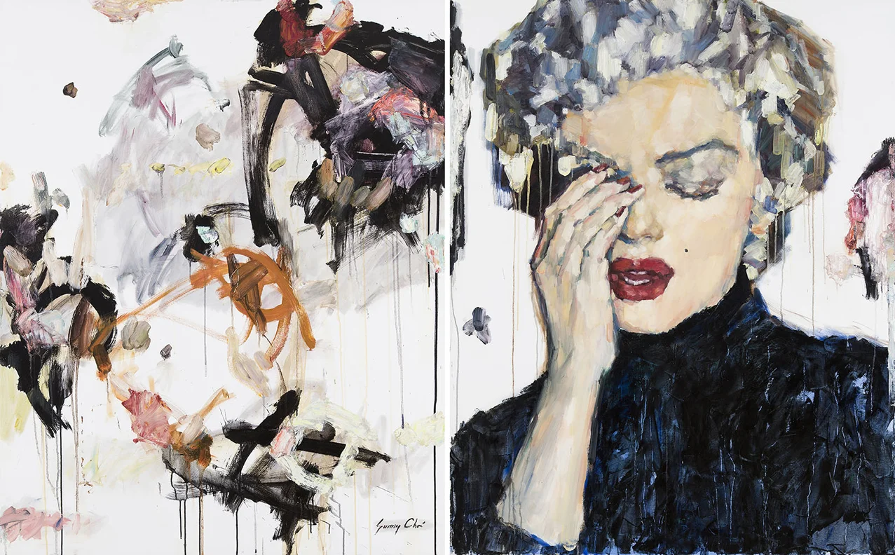 Marilyn, Smoking III - diptych, each canvas 60 x 48 inches, oil and acrylic on canvas - SOLD
