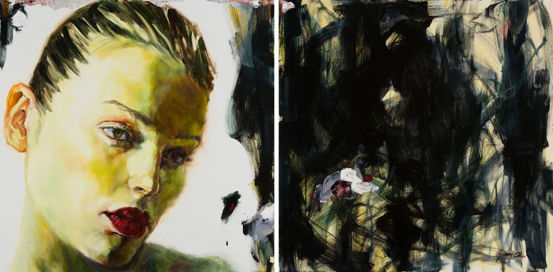 In Search Of - diptych, each canvas 36 x 36 inches, oil and acrylic on canvas - SOLD