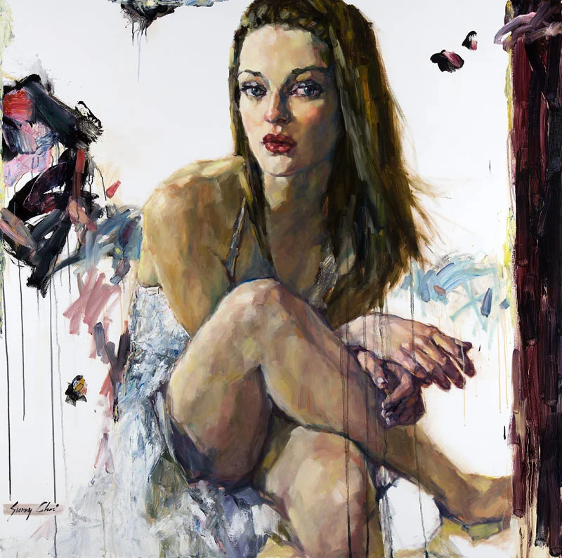 Portrait of Miss E - 60 x 60 inches, Oil and Acrylic on Canvas