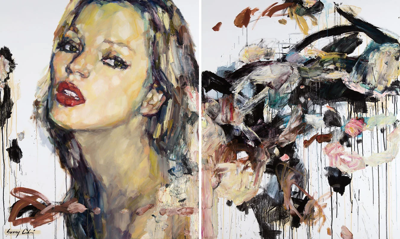 Postcard from Kate - diptych, each canvas 48 x 40 inches, oil and acrylic on canvas