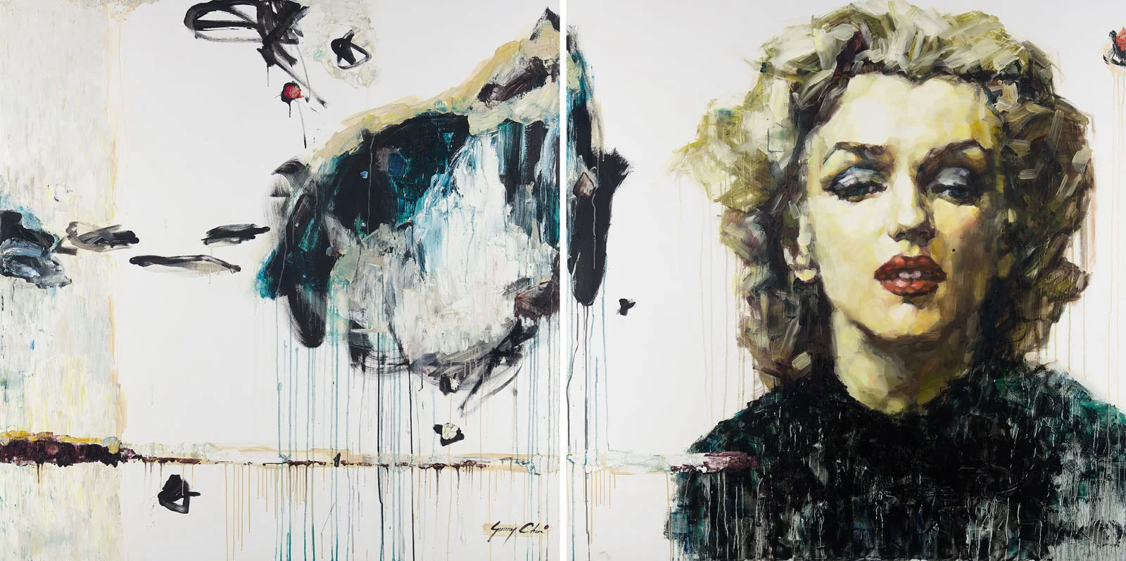 Marilyn, Unforgettable - diptych, each canvas 60 x 60 inches, oil and acrylic on canvas - SOLD