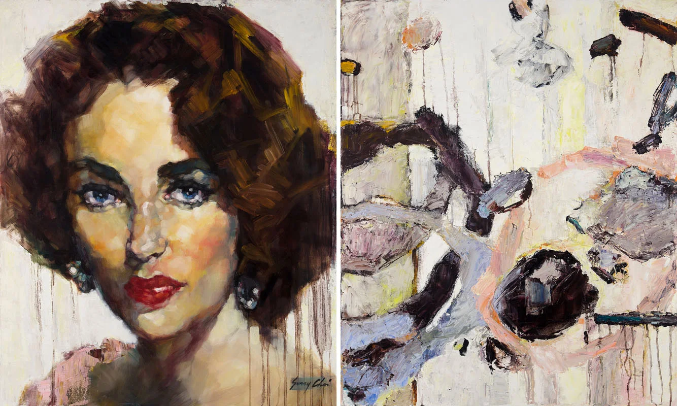 Postcard from Elizabeth II - diptych, each canvas 48 x 40 inches, oil and acrylic on canvas - SOLD