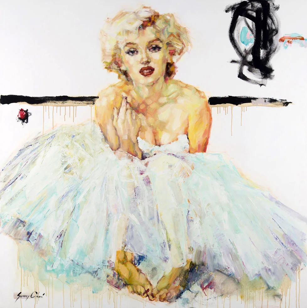 Marilyn in White - 60 x 60 inches, Oil and Acrylic on Canvas - SOLD