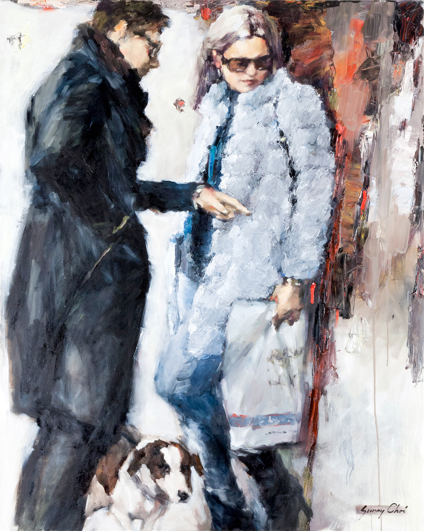 Couple Shopping - 60 x 48 inches, Oil and Acrylic on Canvas