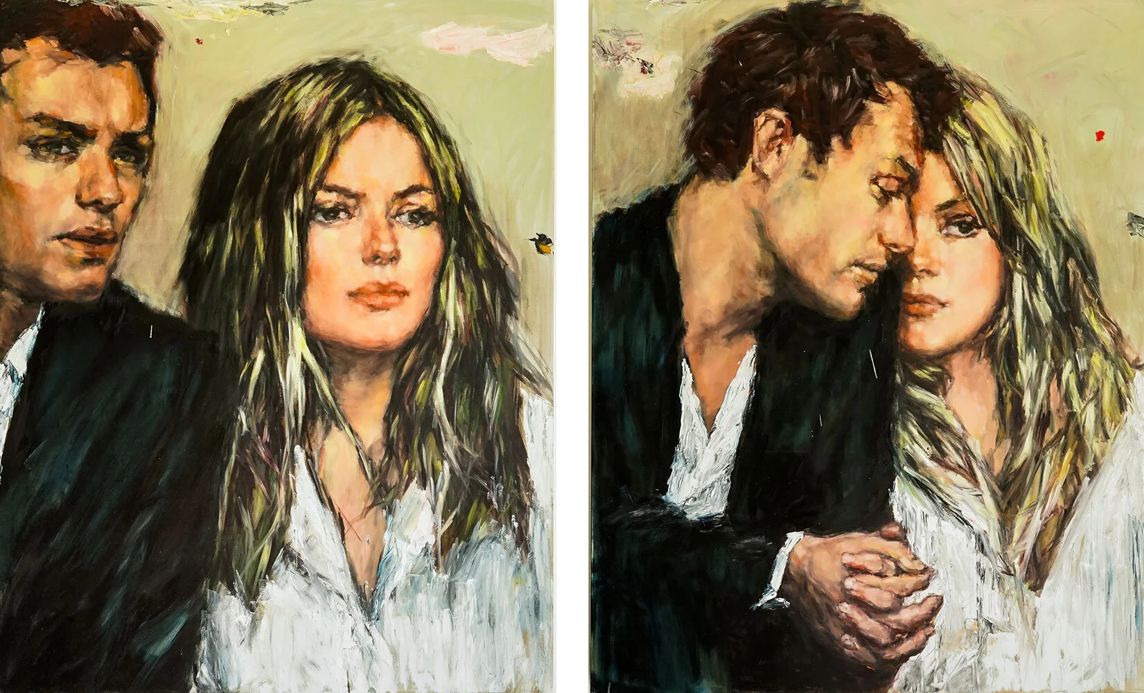 Side by Side - diptych, each canvas 60 x 48 inches, oil and acrylic on canvas