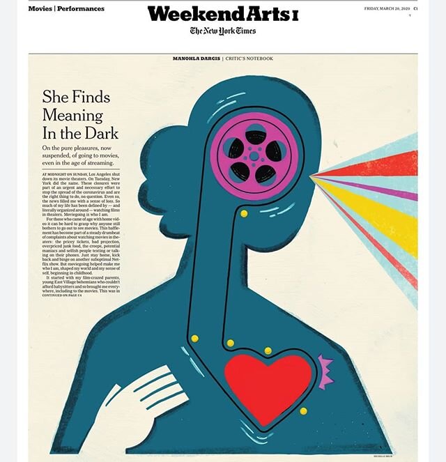 A movie critic's reflections on the emotional impact of who we're with when we watch movies. Hope everyone is staying healthy and catching up on movies. Special thanks to Paul for this one.
.
.
.
#nytimes #editorialillustration #illustrationart #wome