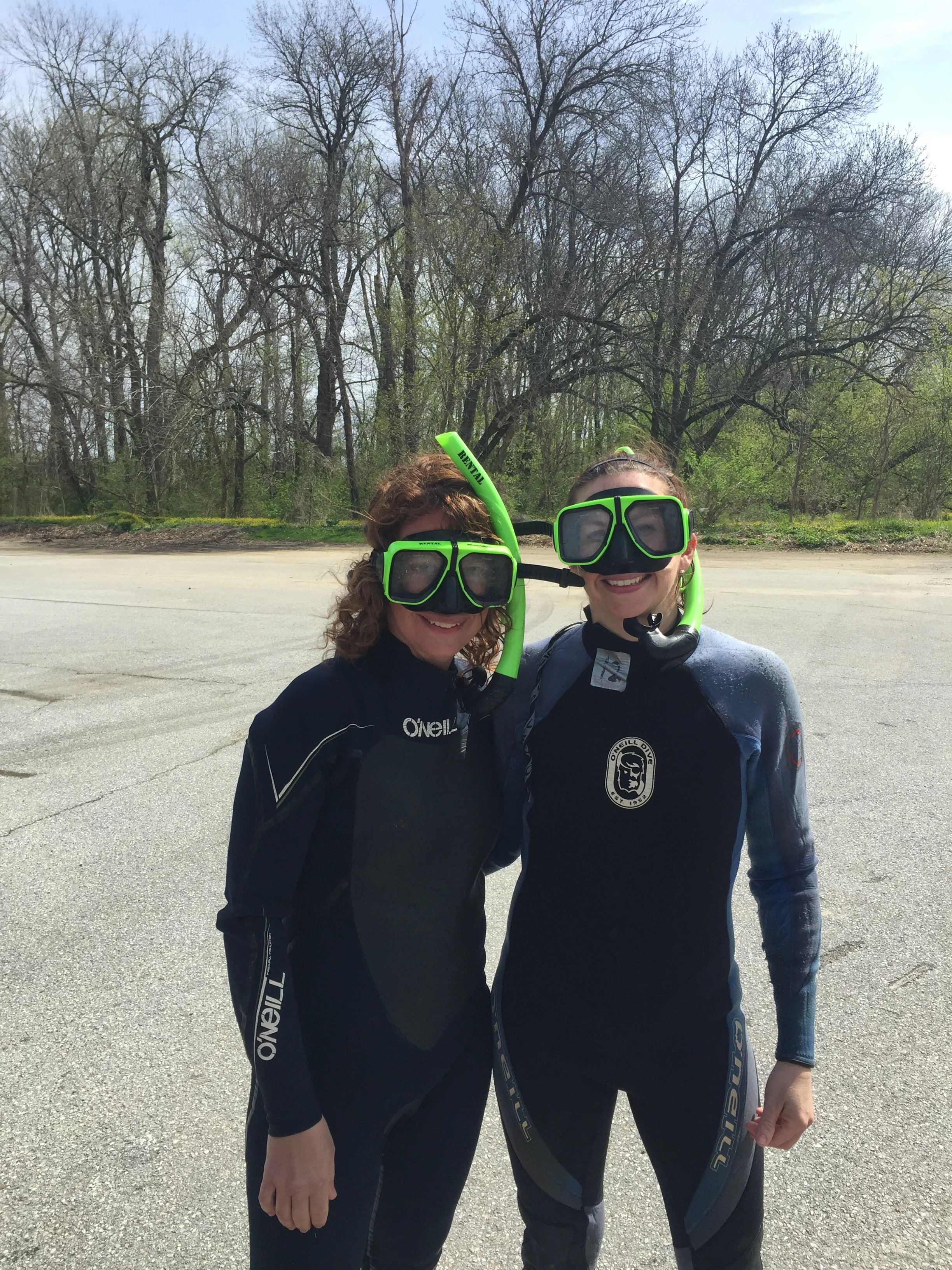 Shane Morgan and Martha Narvaez (University of Delaware Water Resources Agency) snorkeling the White Clay in search of American Shad.