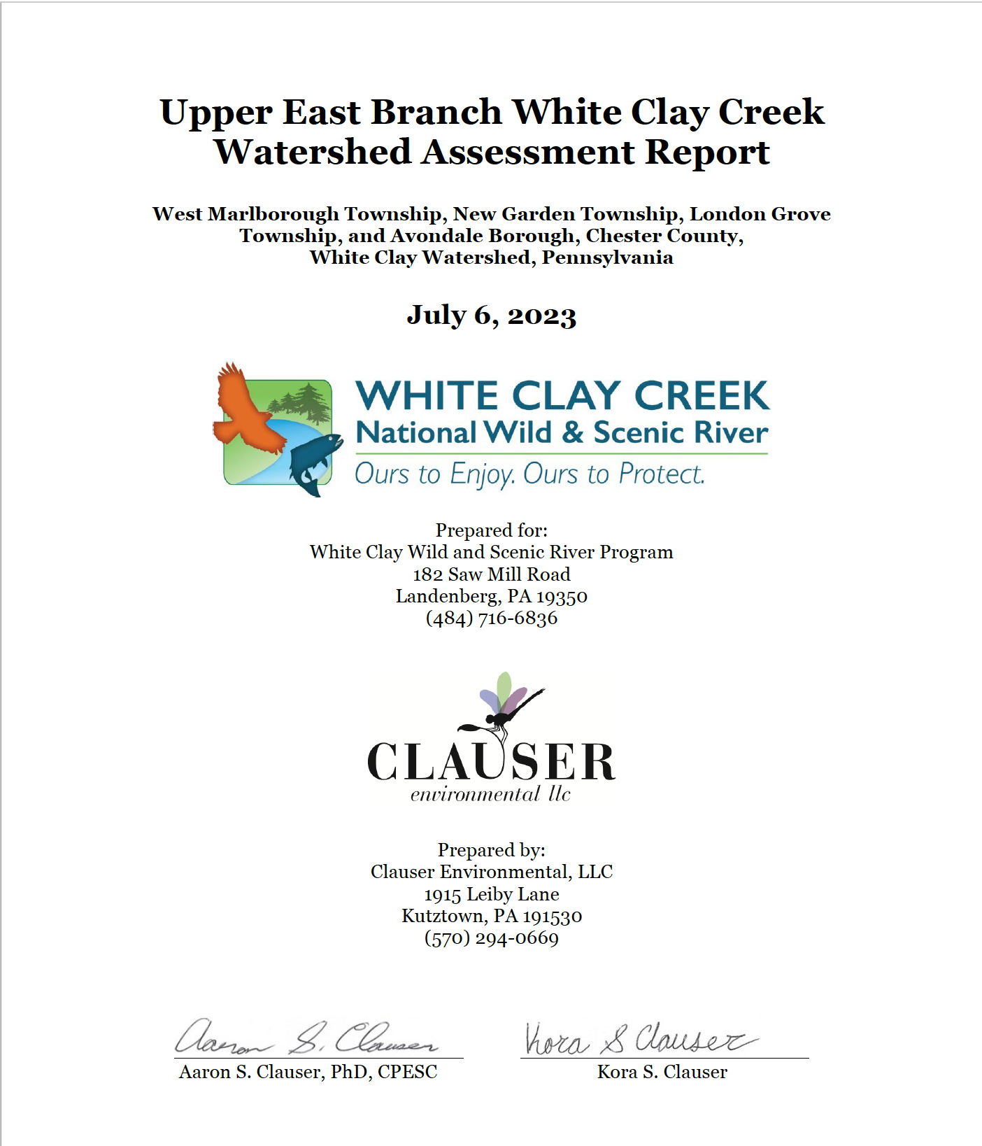 Upper East Branch White Clay Creek Watershed Assessment Report