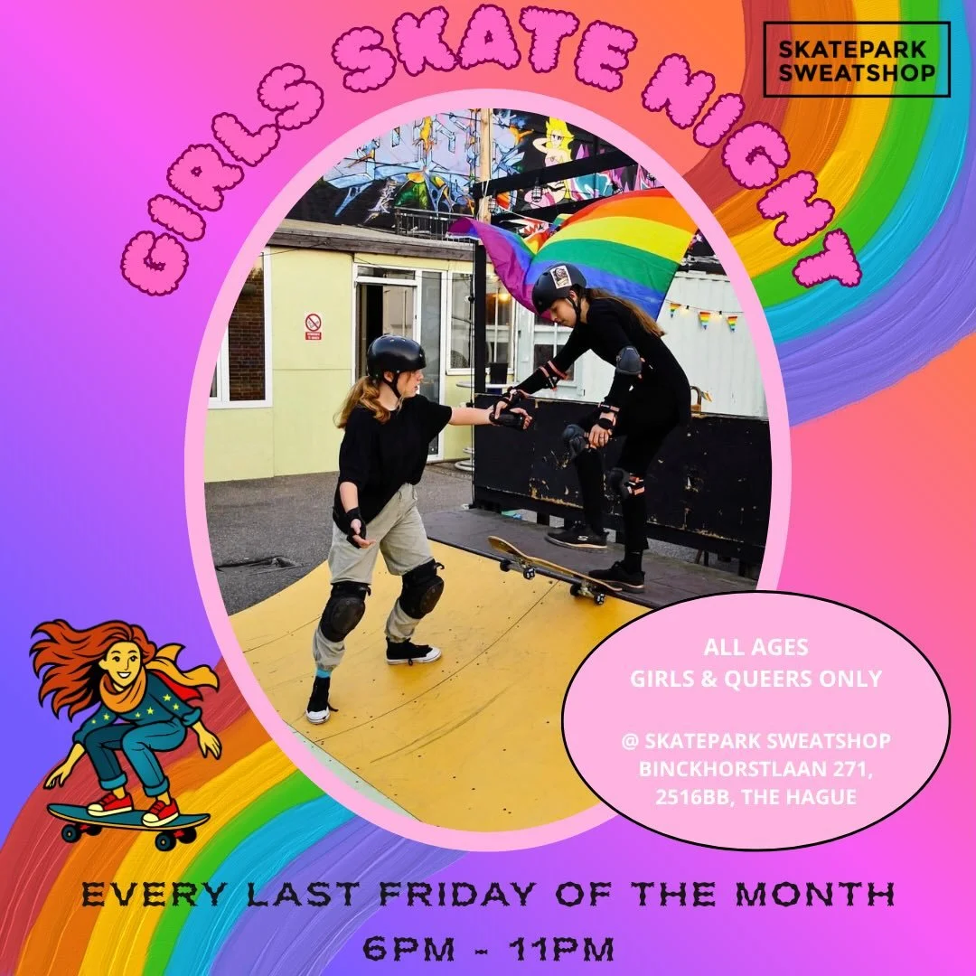 INCLUSIVE SKATENIGHT @ Sweatshop 🌈

Een avond speciaal voor vrouwen, queer skaters en iedereen die zich welkom voelt binnen onze community.
Of je nu net begint of al jaren rolt - deze avond draait om samen rijden, connecten en een veilige, gezellige