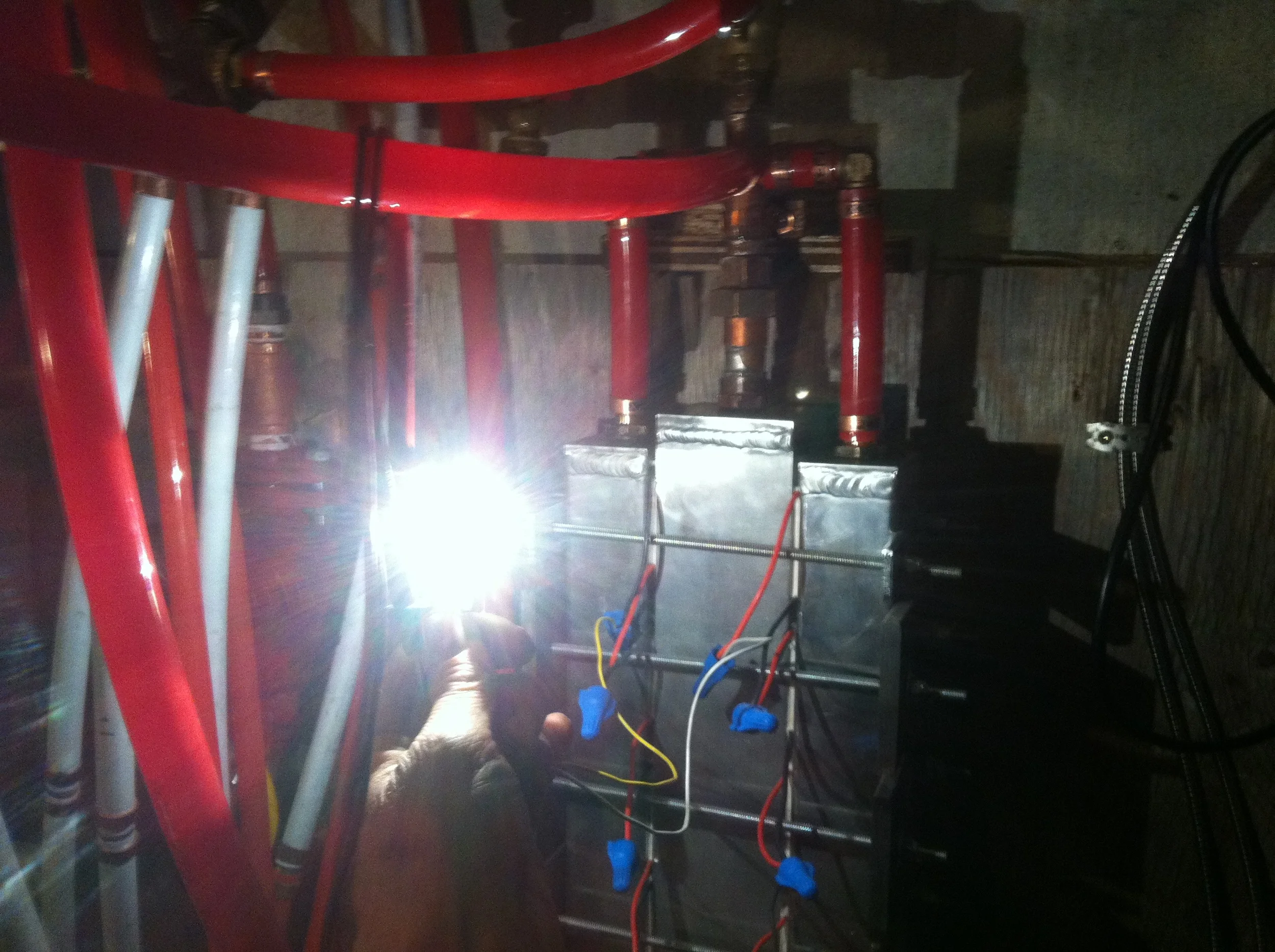 Thermal heat from grey water, is stored and converted to electricity.