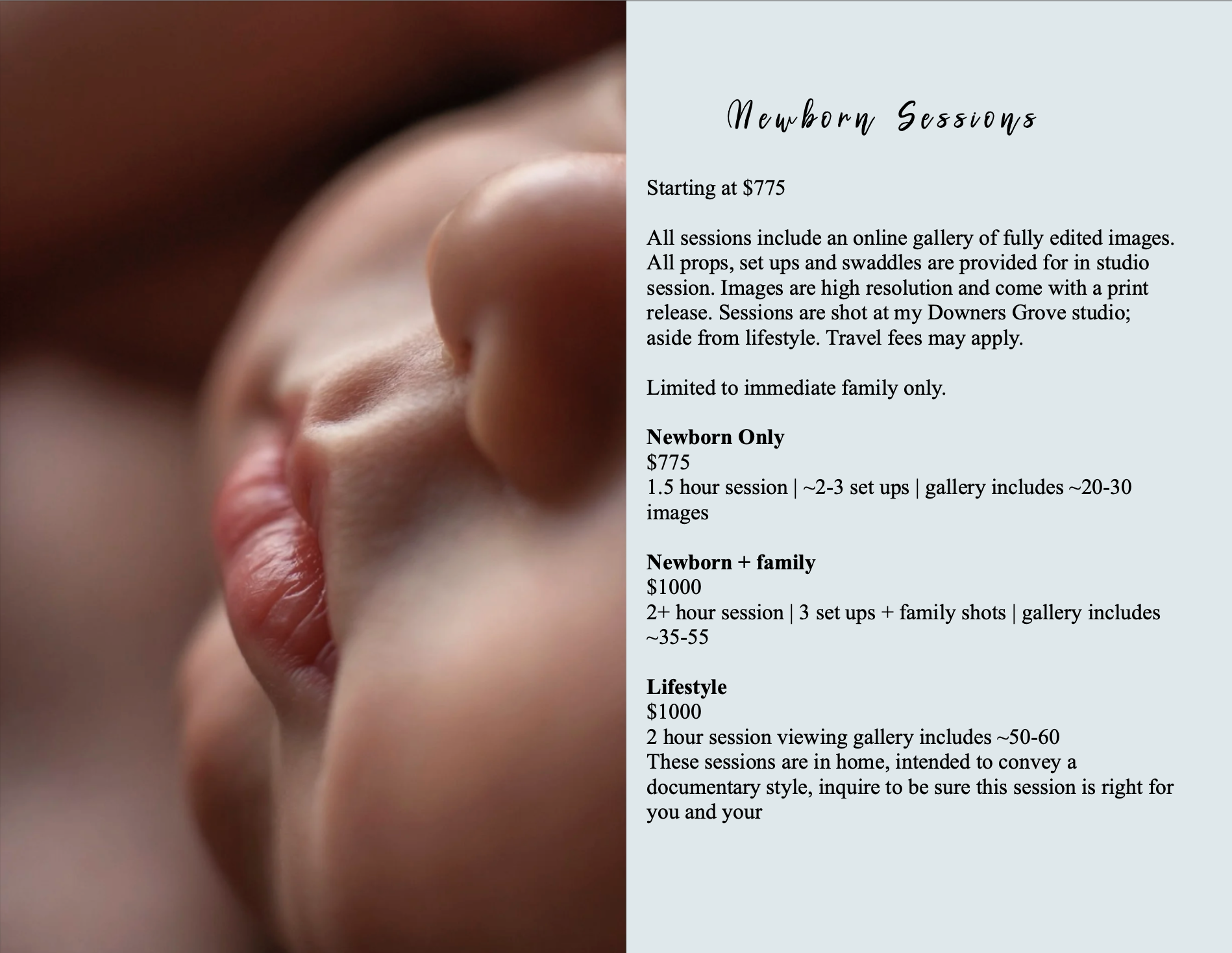 Julianne Green newborn pricing 2026