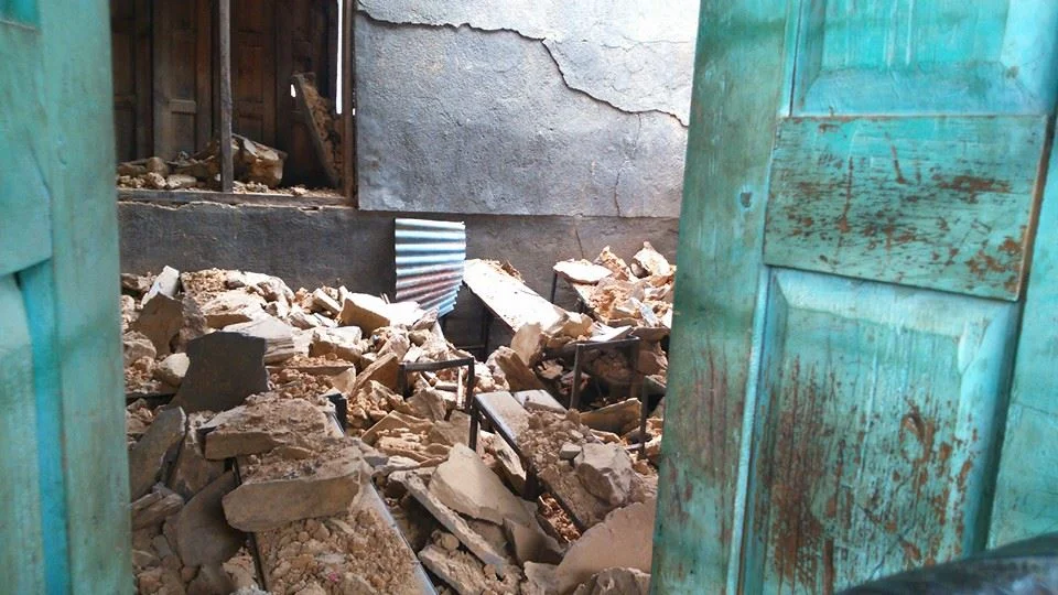 The earthquakes turned many classrooms into rubble.