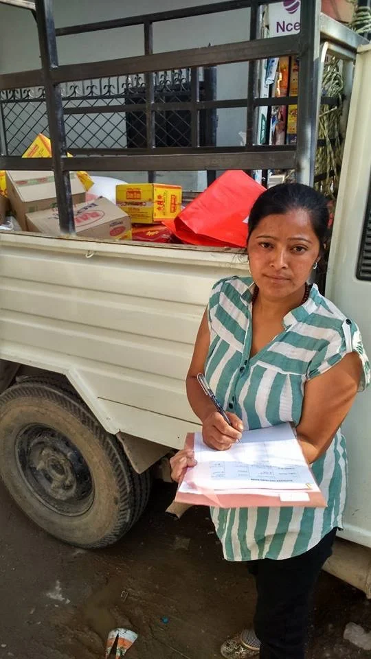 Kamala Tamang, the head stitcher at CYF's Haushala Cooperative, has led many of our earthquake relief projects across the valley.