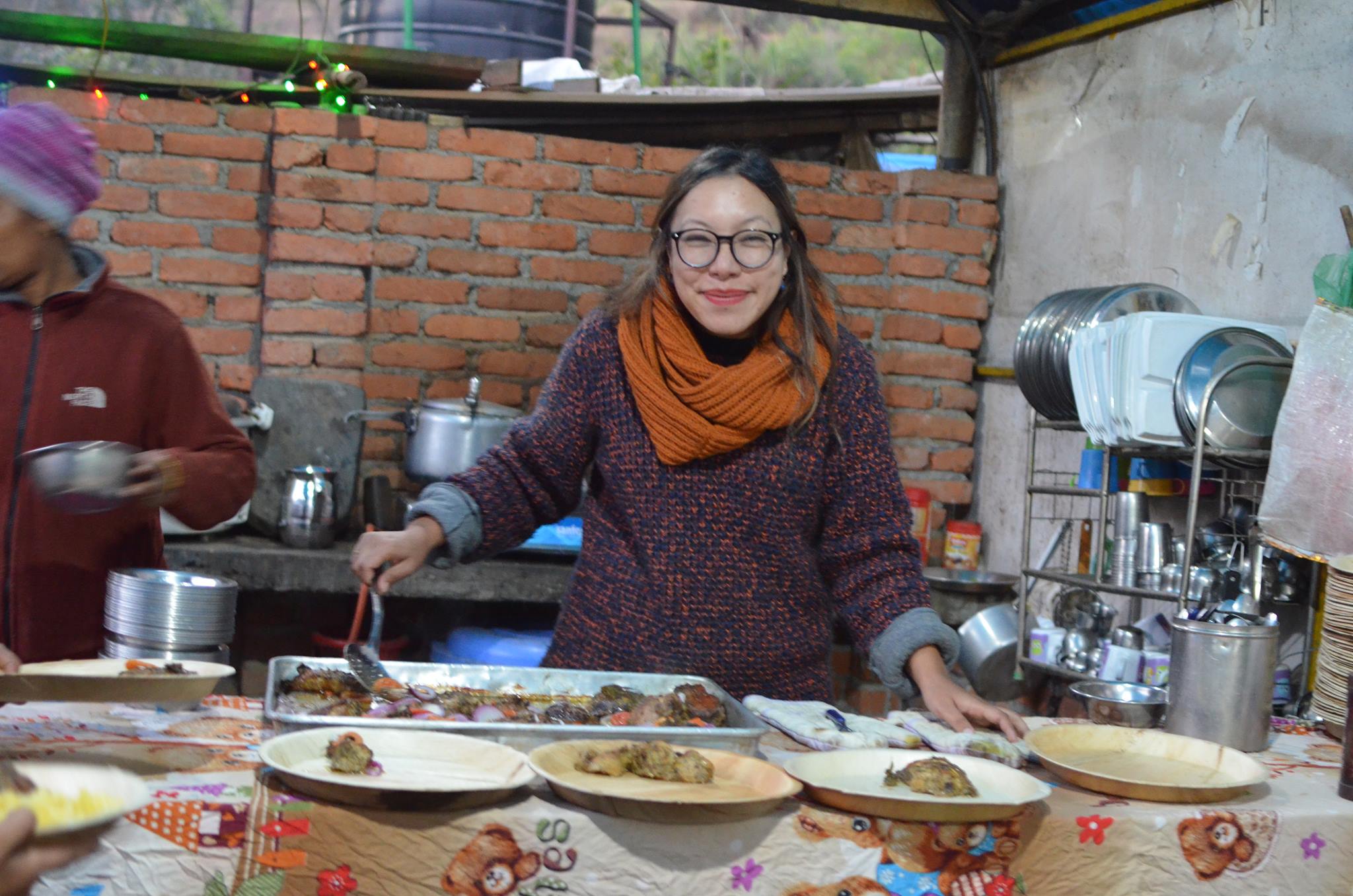 Our founder Haushala Thapa serves up a healthy dinner.