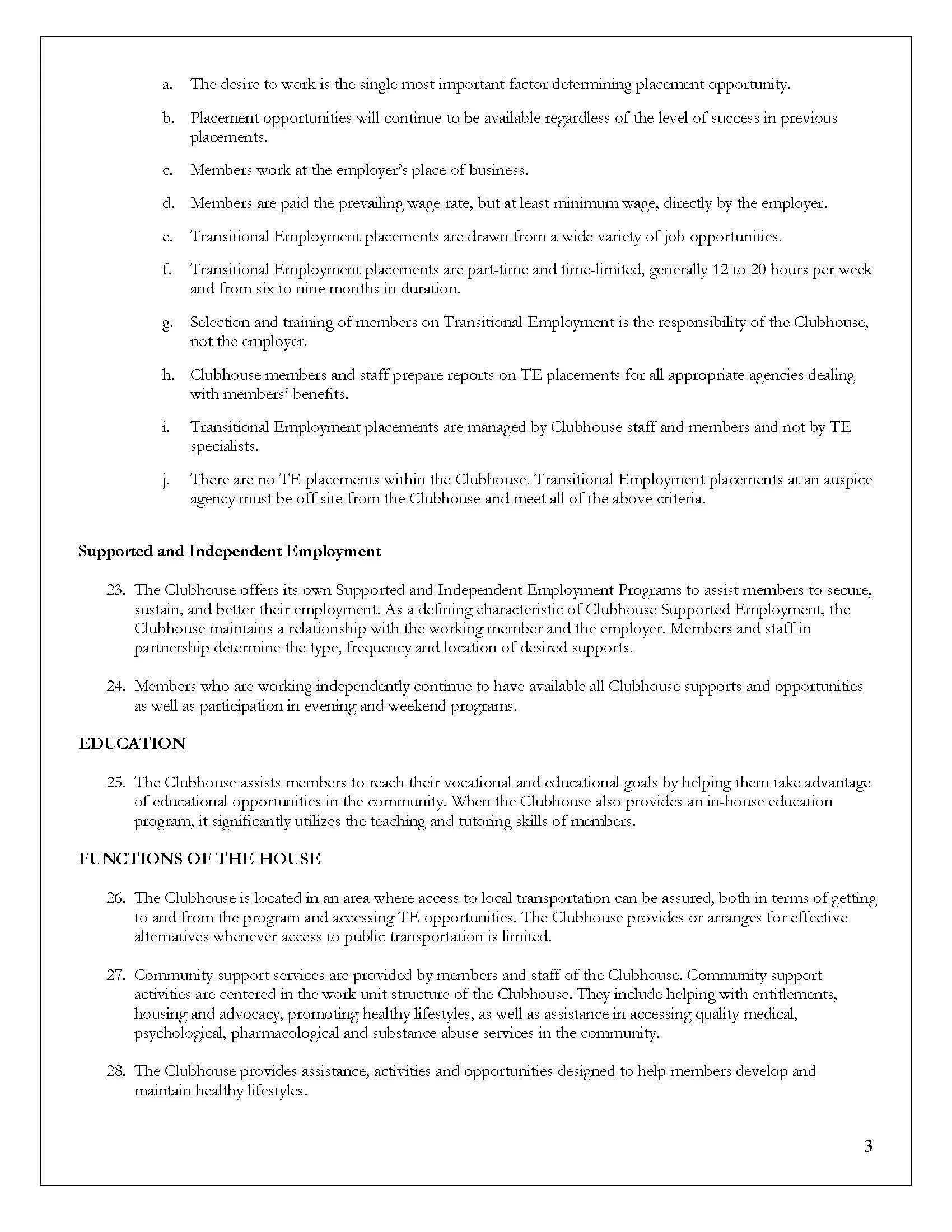 Clubhouse International Standards