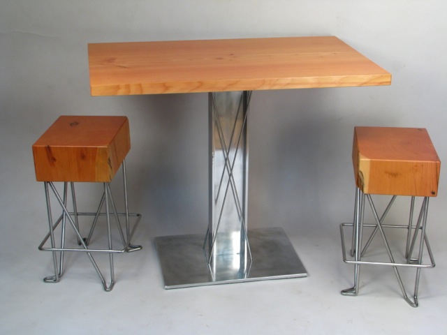 Beam End Table and Stools