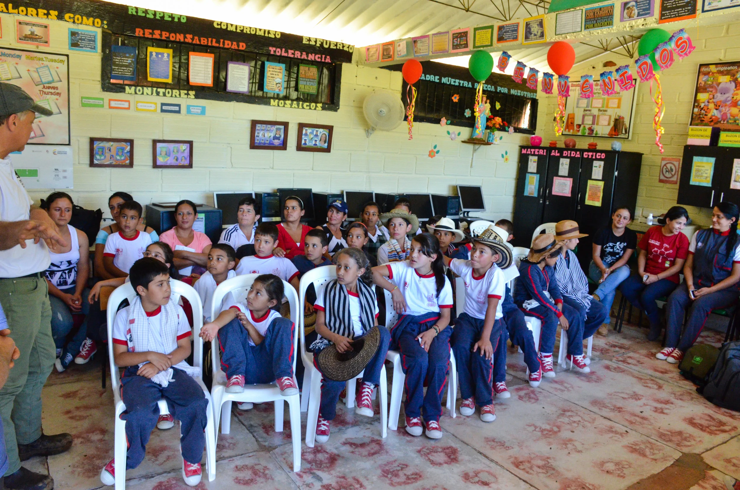 Julian (far left) visiting Brazo Seco School in St. Inez, Colombia