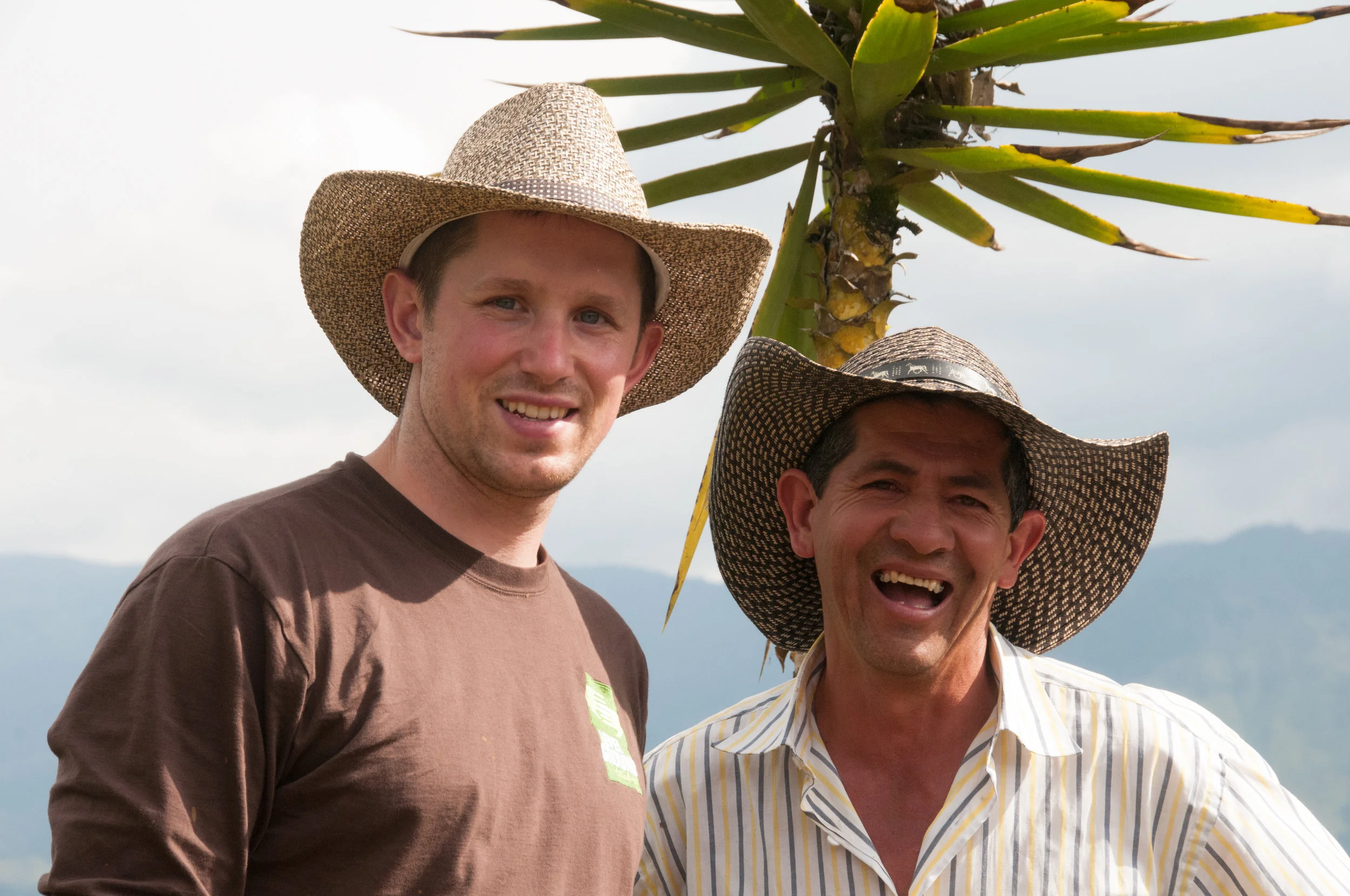 Chris visiting Jaime, the face of our Colombia coffee package.