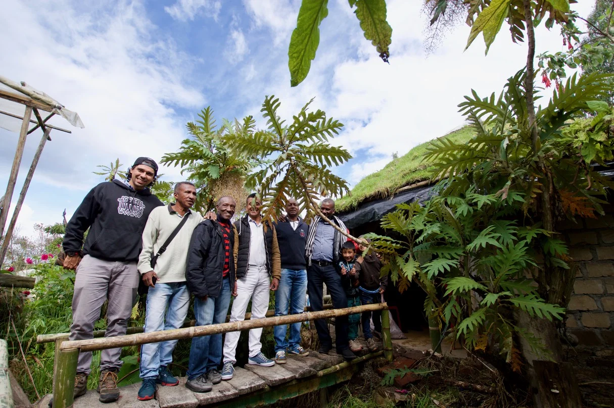Germán Betancourt, Organic Development Leader (far left) with organic pineapple farmers from the Cauca region.