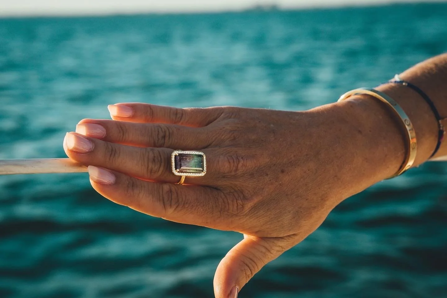 Watermelon Diamond Ring against Sea.JPG