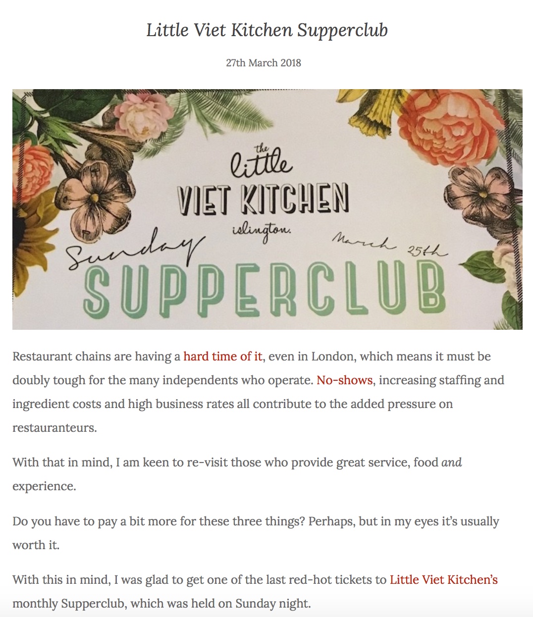 A well written review of our latest Supperclub. Glad you enjoyed the food, Bacchanalian! https://bacchanalian.co.uk/little-viet-kitchen-supperclub/