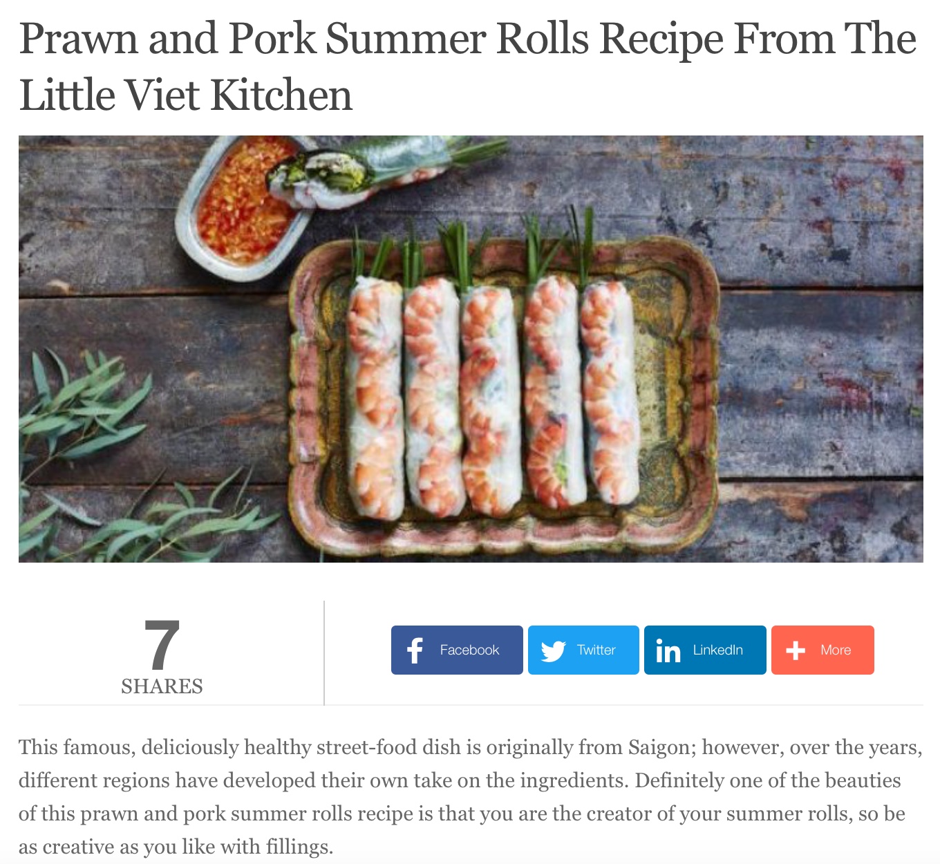 Our Summer Roll recipe from the LVK cookbook features on The Taste. http://thetaste.ie/wp/prawn-pork-summer-rolls-recipe/