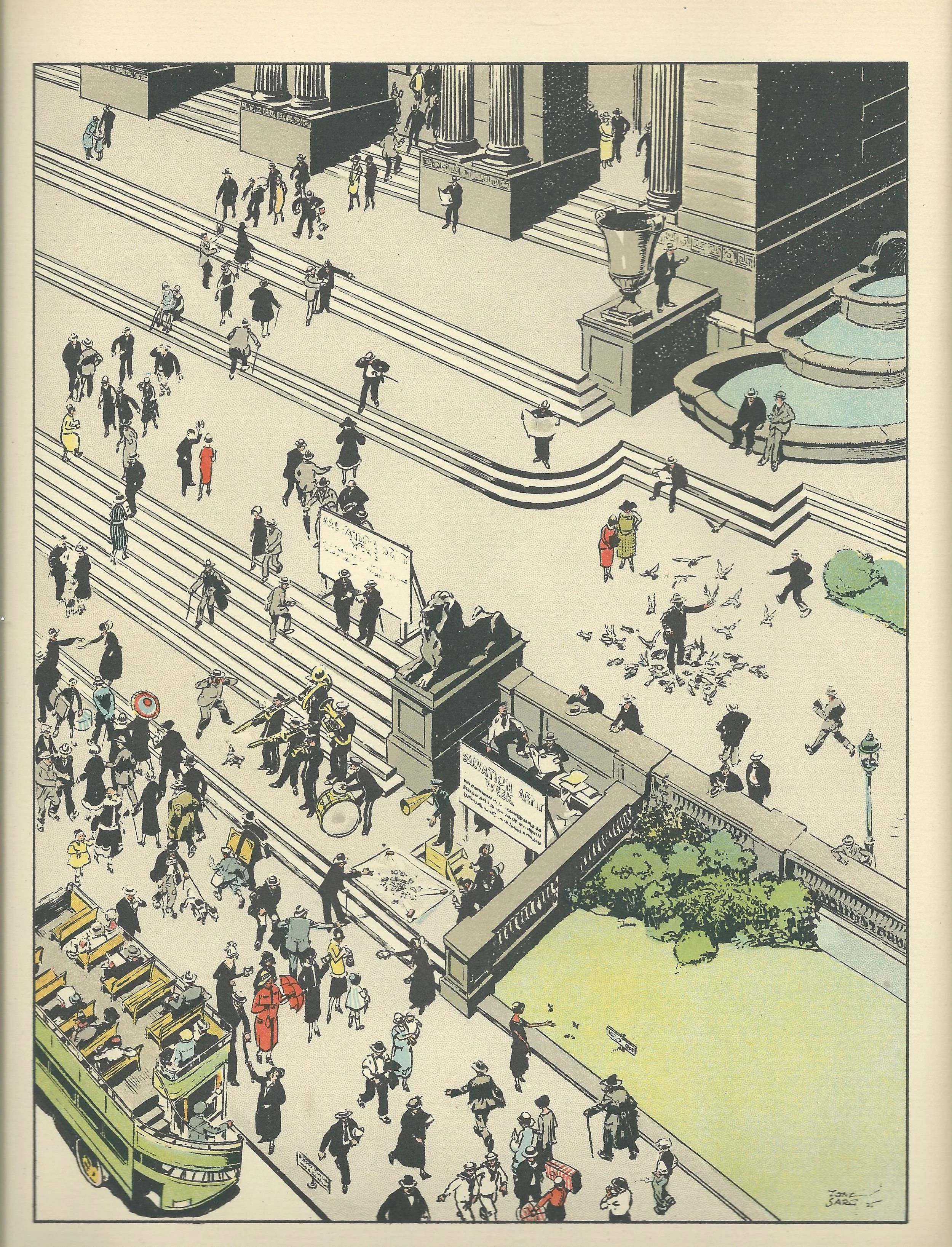 42ns street public library tony sarg new york antique print