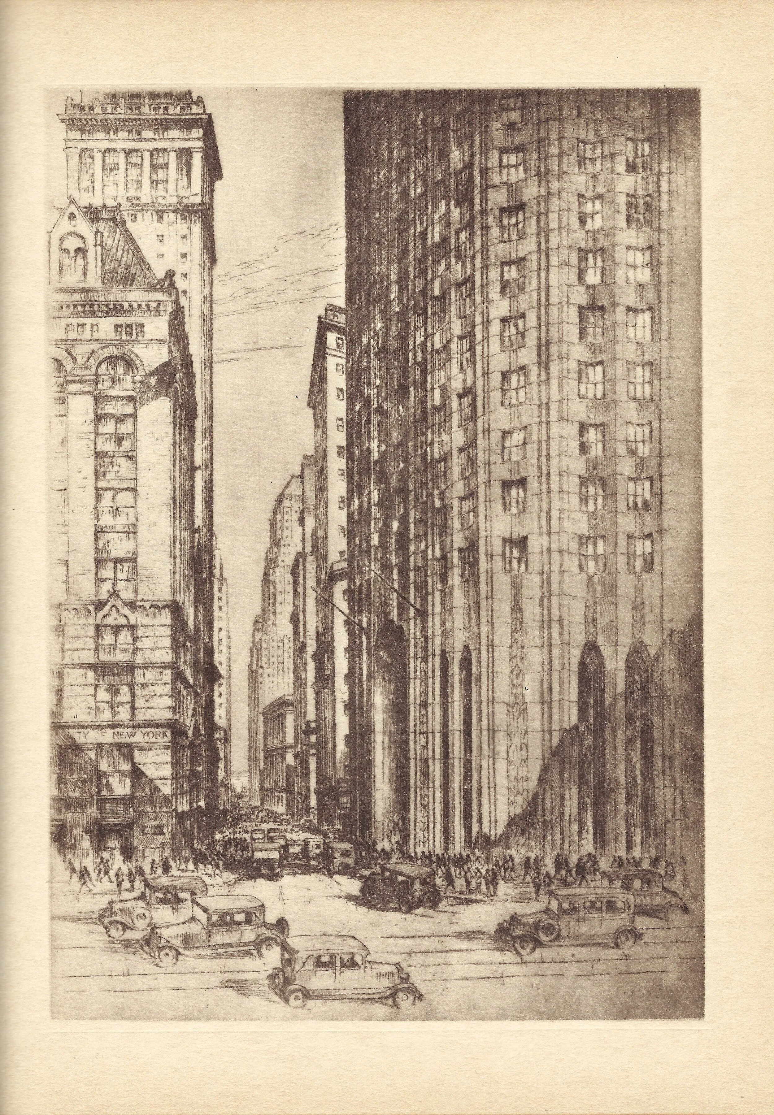 Gateway to Wall Street from Broadway Schutz New York in Etchings