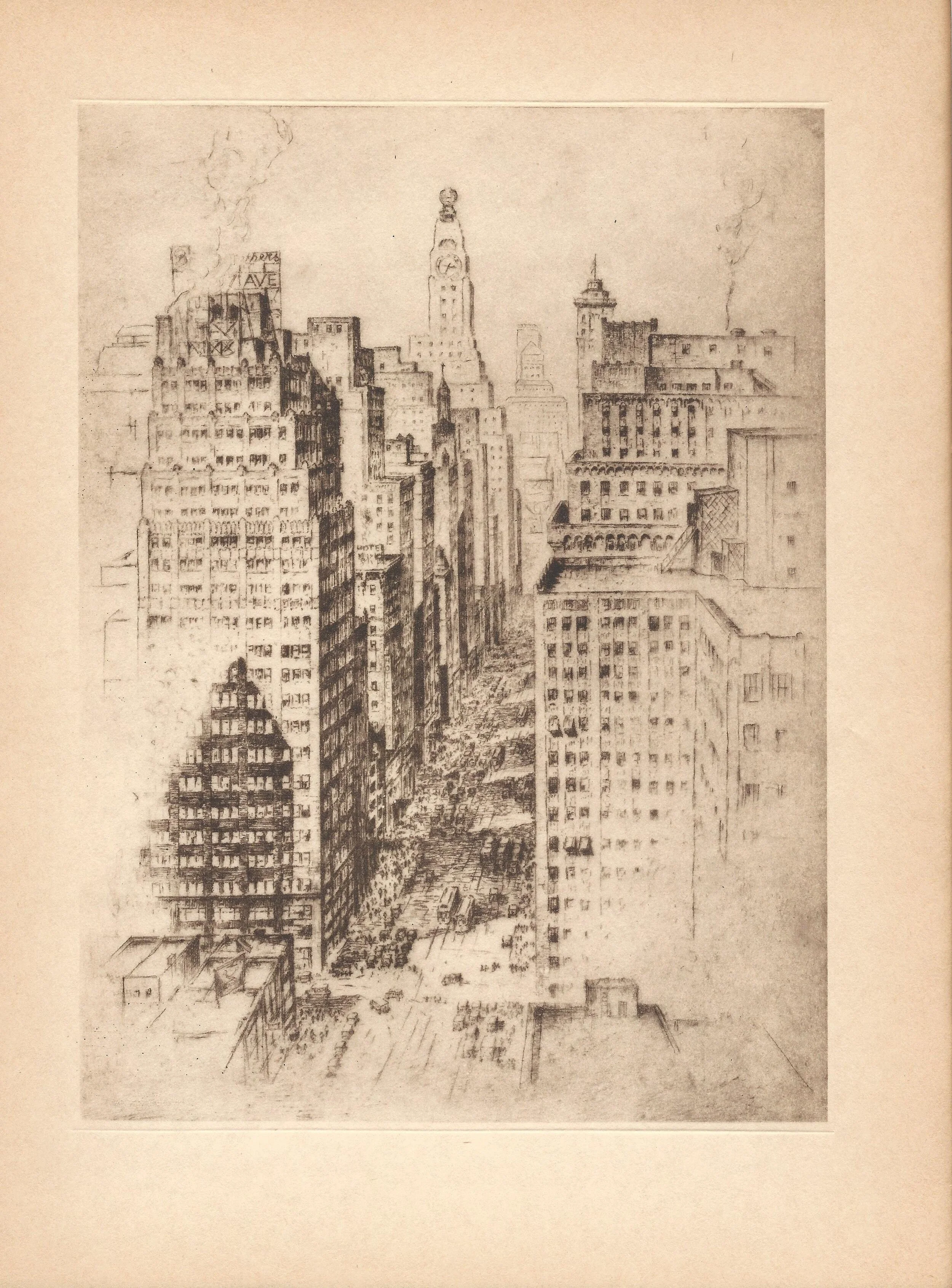Seventh Avenue Canyon - Anton Schutz New York Etchings