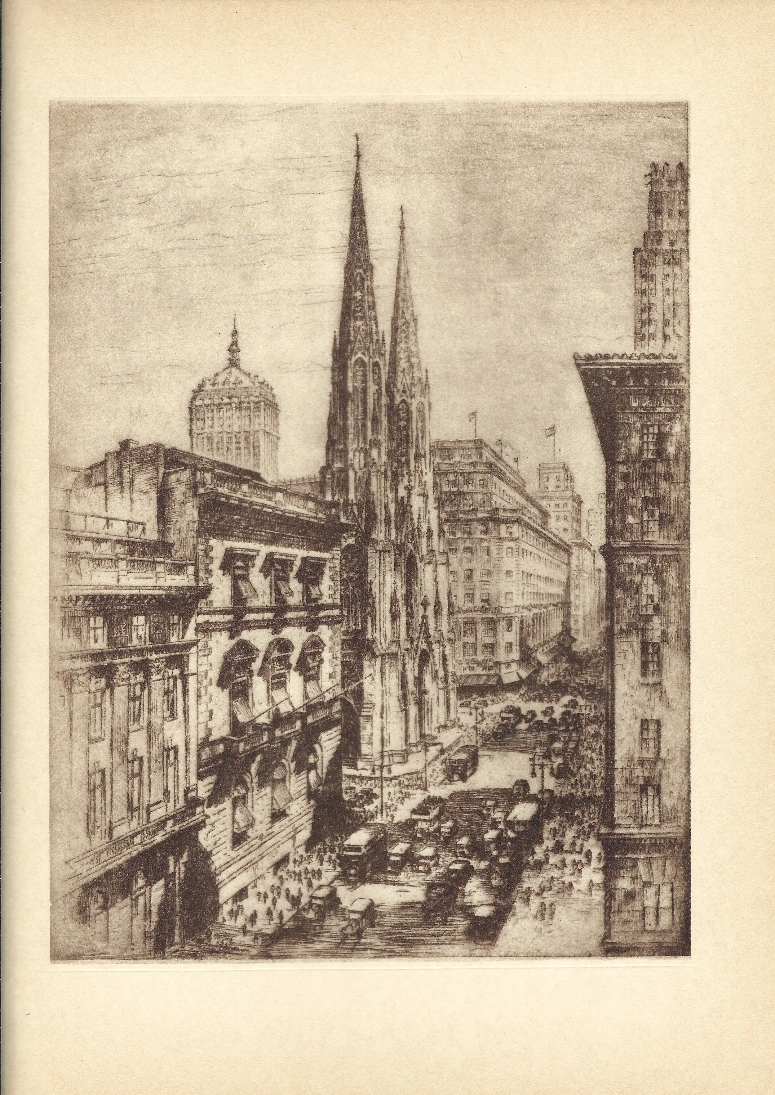 Fifth Avenue and St. Patricks Anton Schutz New York Etchings