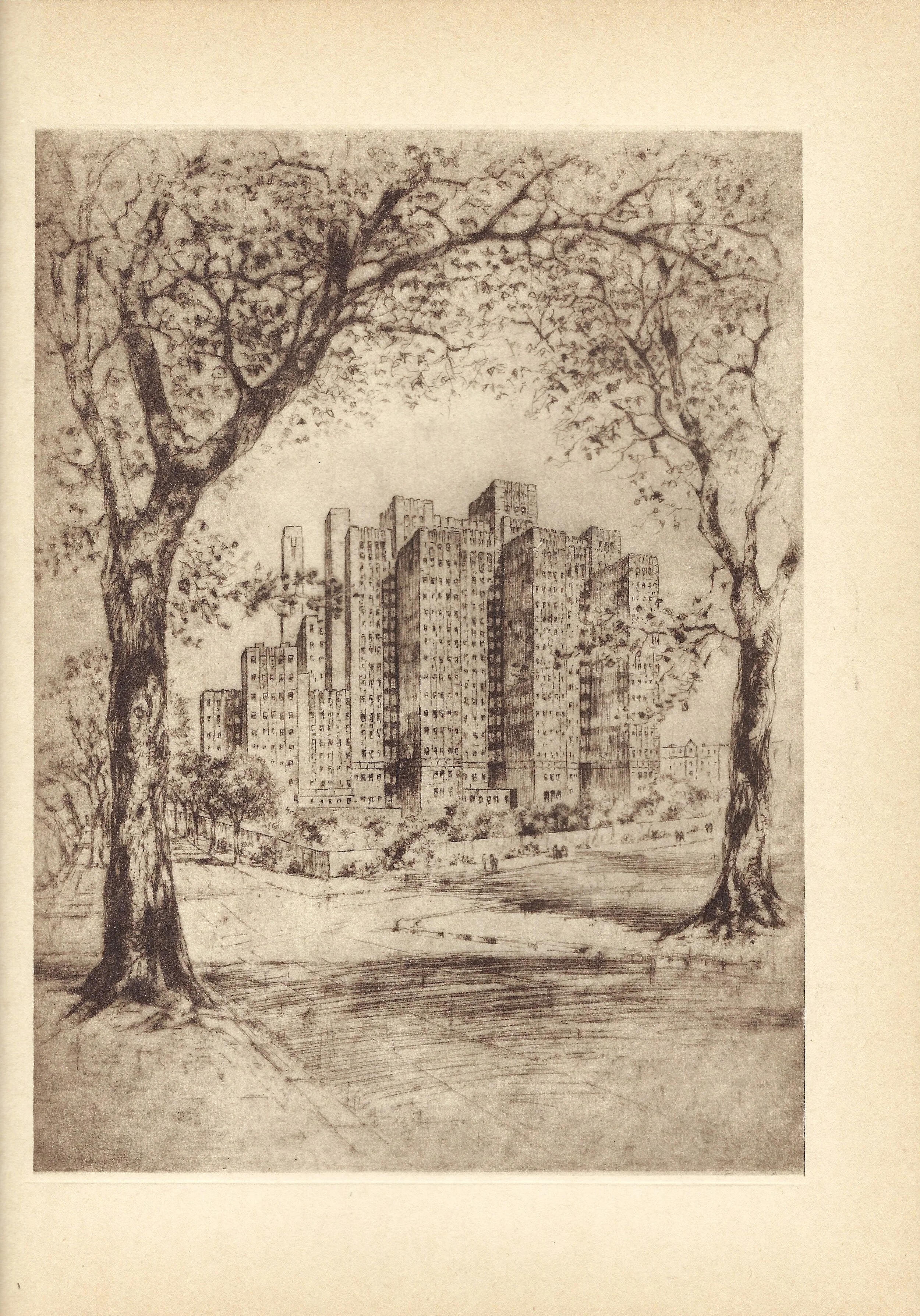 Presbyterian Hospital Broadway at 165th Street Anton Schutz New York Etchings