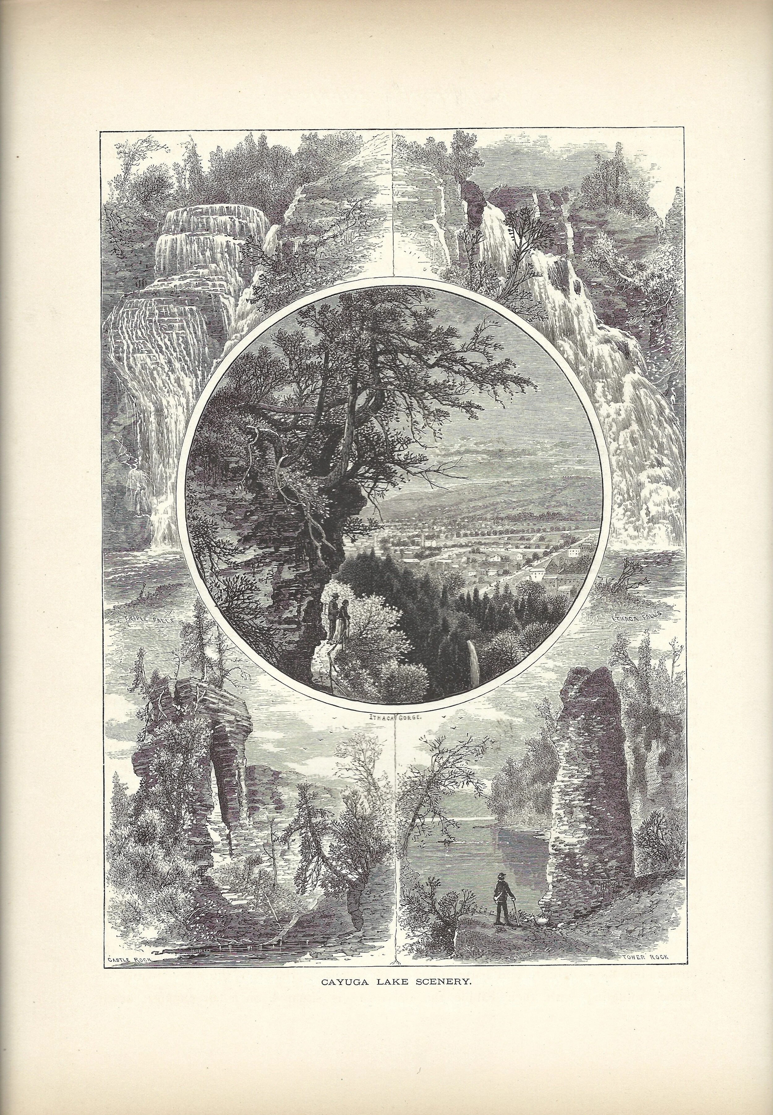 Cayuga Lake Scenery Finger Lakes Picturesque America Woof Engraving 1874