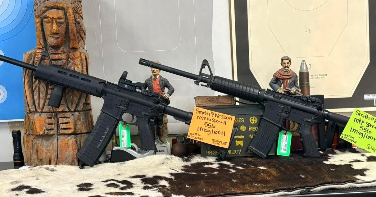 SMITH &amp; WESSON M&amp;P15 SPORT II 5.56 RIFLES 🎯
Starting at $469.95 💰

Just added to the wall! We have two options available for the highly reliable Smith &amp; Wesson M&amp;P15 Sport II chambered in 5.56 NATO. Both are in excellent condition a